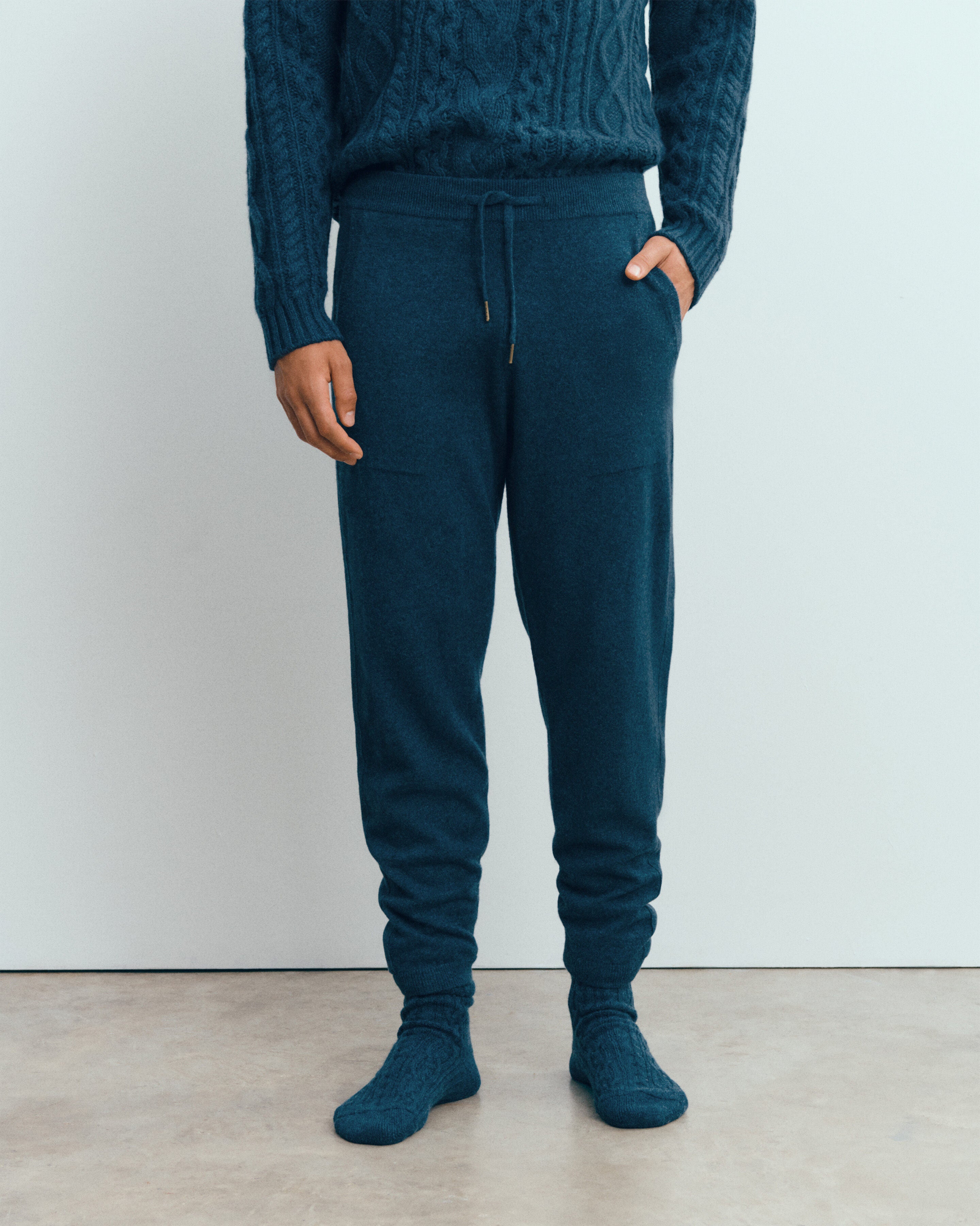 Pantalon casual les 40 ans -BLEU CALYPSO-100% cachemire