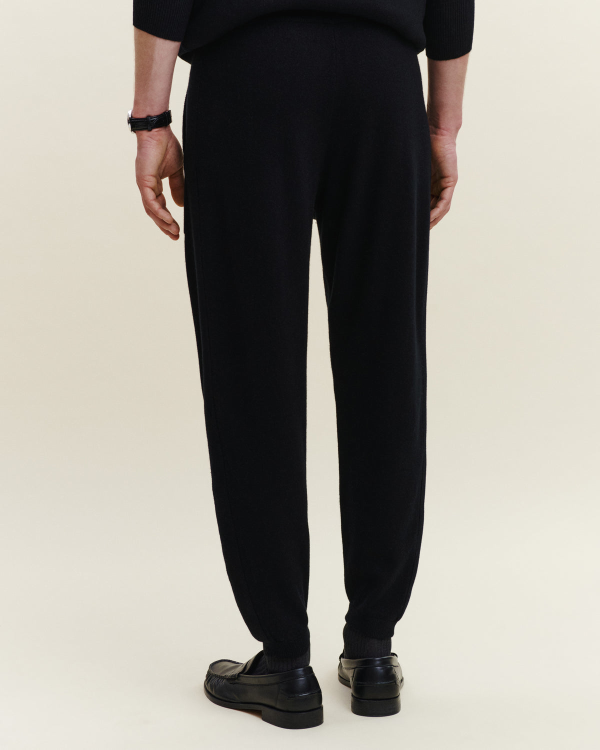 Pantalon de jogging-NOIR-100% cachemire