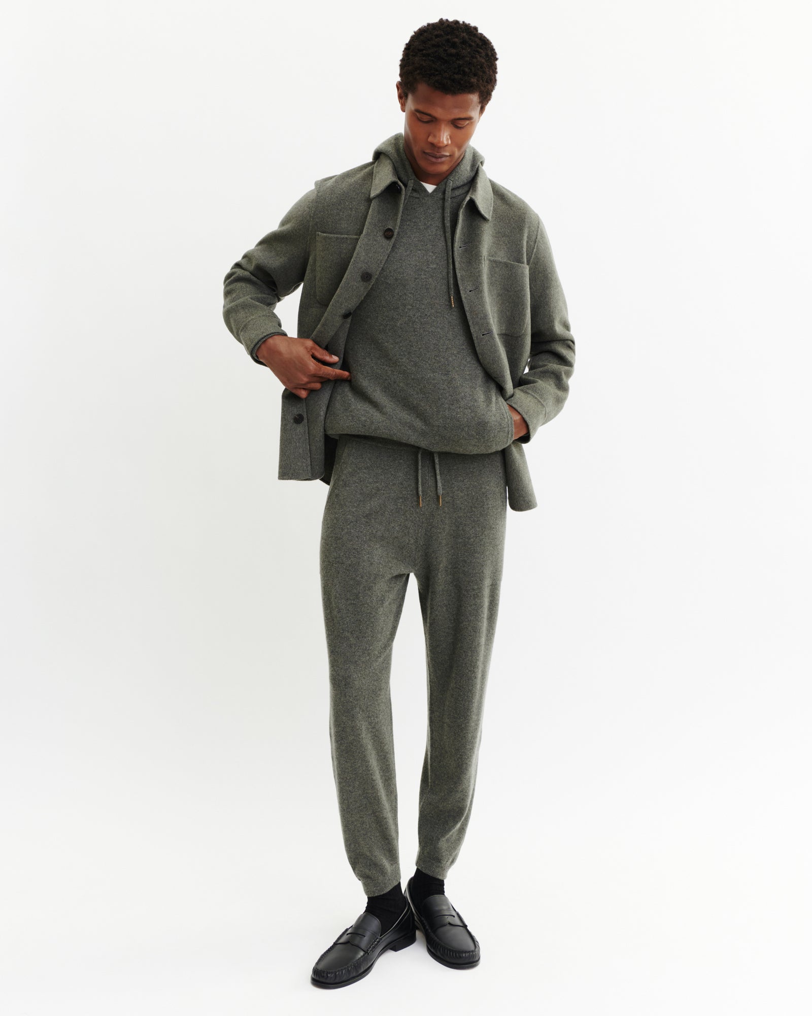 Pantalon de jogging-KAKI OMBRE-100% cachemire