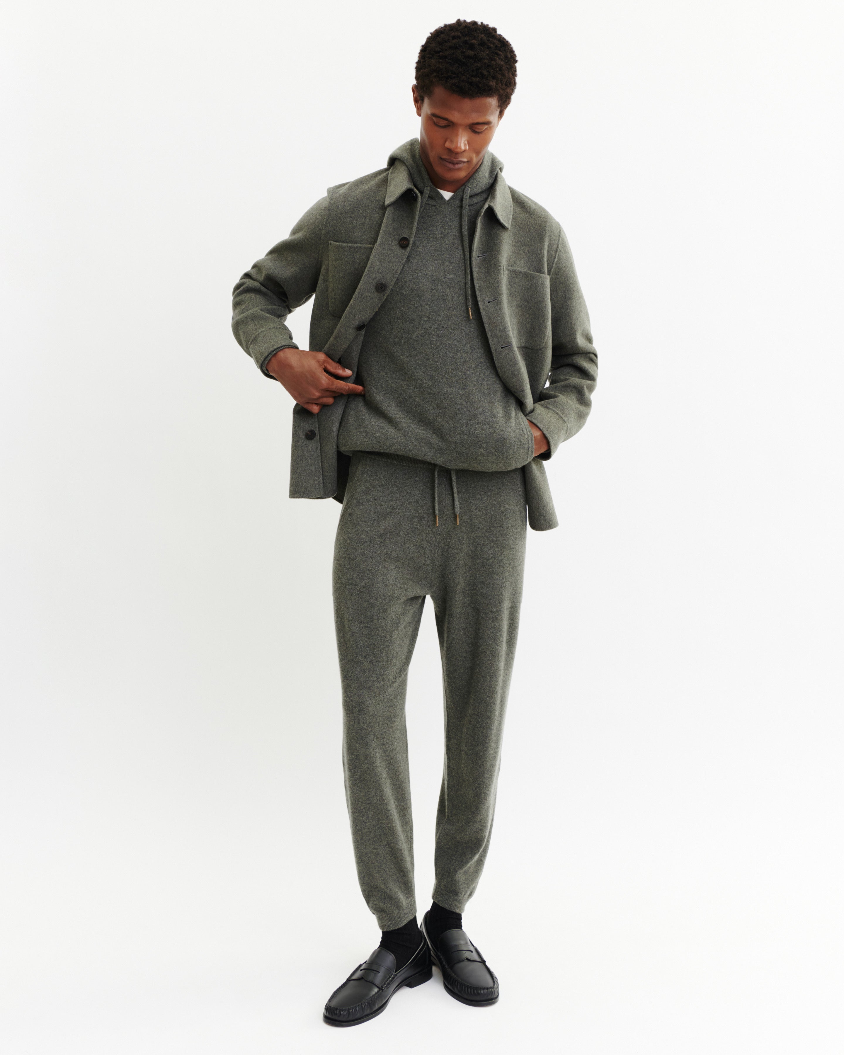 Pantalon de jogging-KAKI OMBRE-100% cachemire