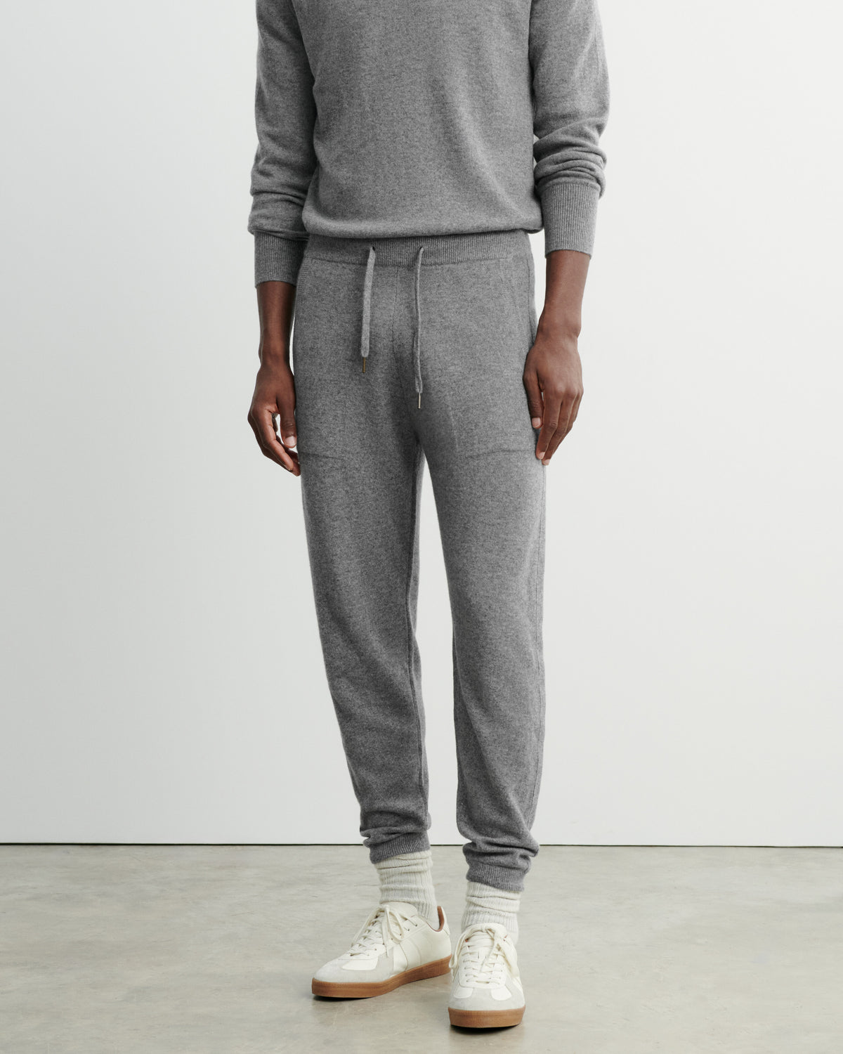 Pantalon de jogging-GRIS METEORITE-100% cachemire