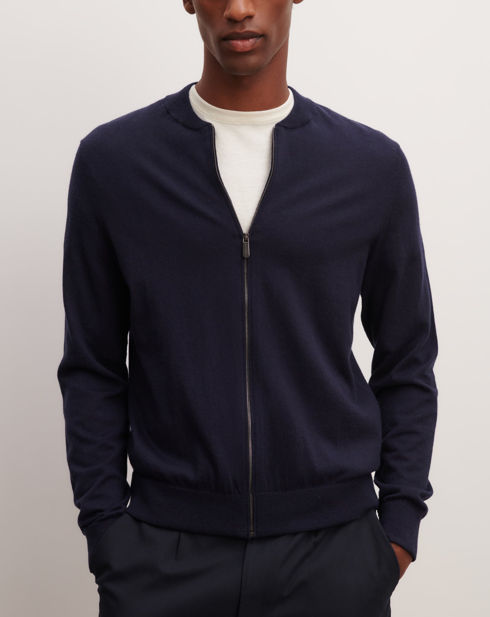 Teddy zippé-MARINE-85% pima coton 15% cachemire