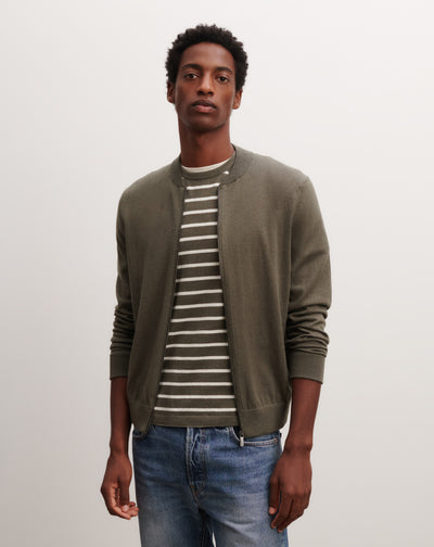 Teddy zippé-KAKI OMBRE-85% pima coton 15% cachemire