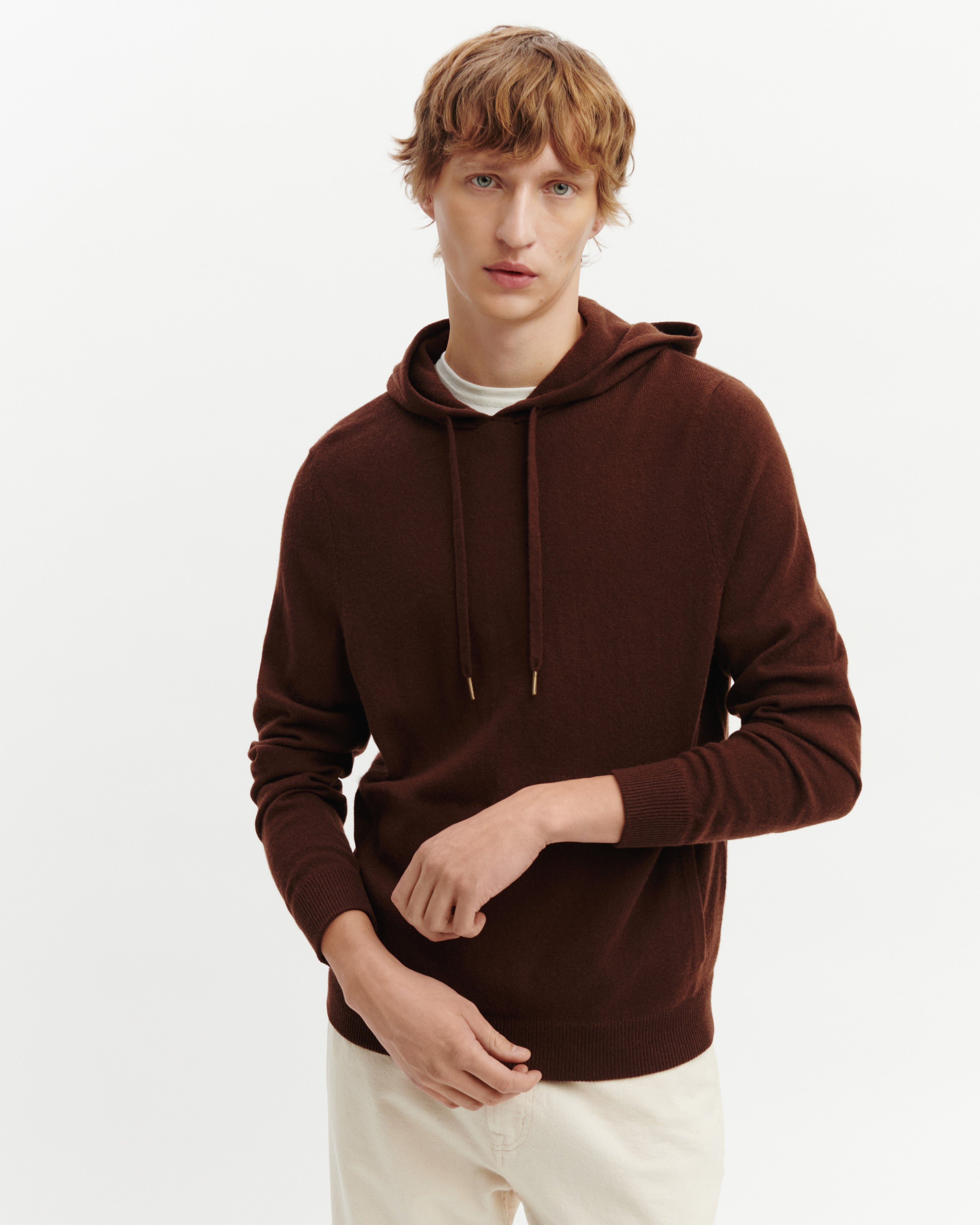 Pull à capuche-CAFE-100% cachemire