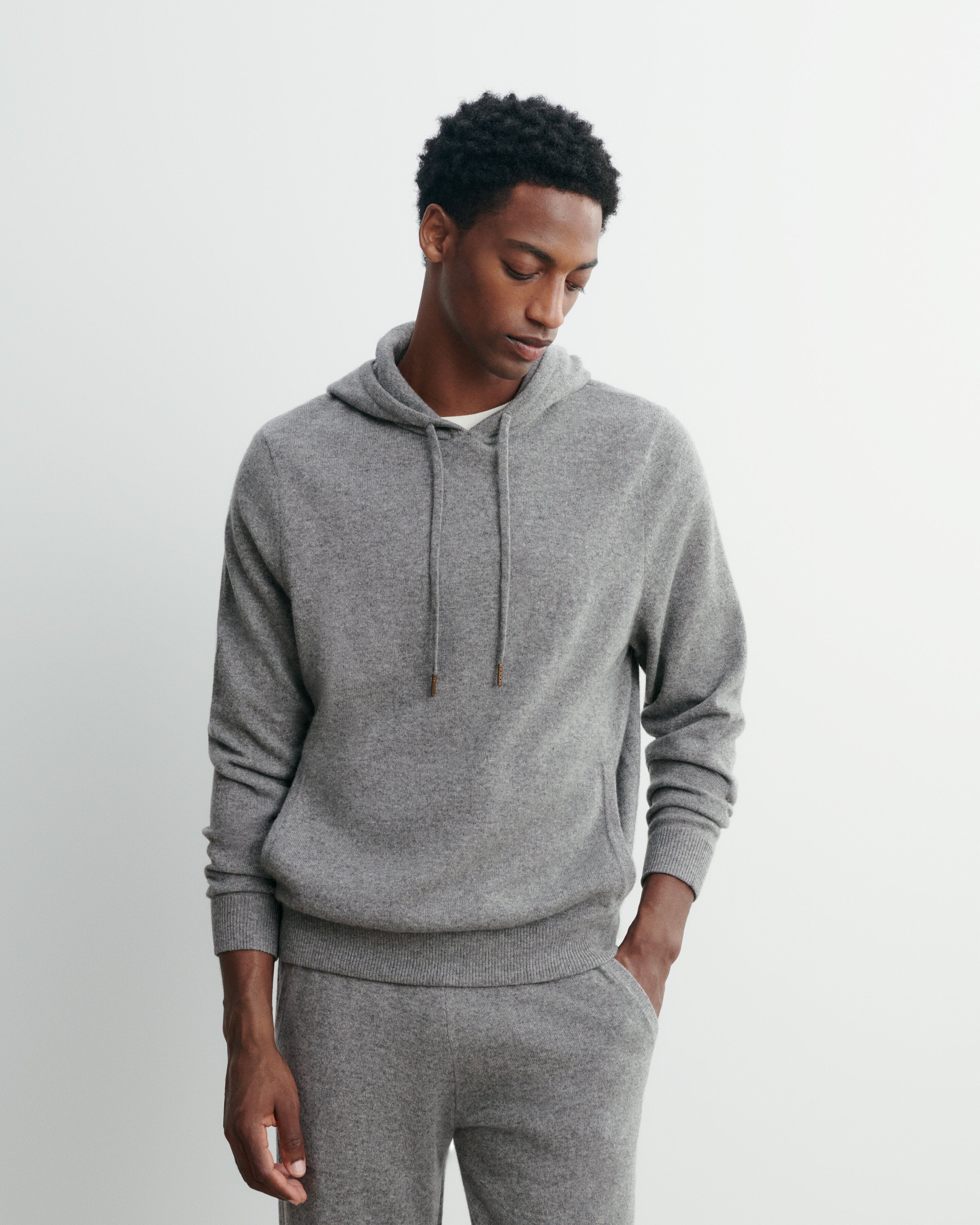 Pull à capuche-GRIS METEORITE-100% cachemire