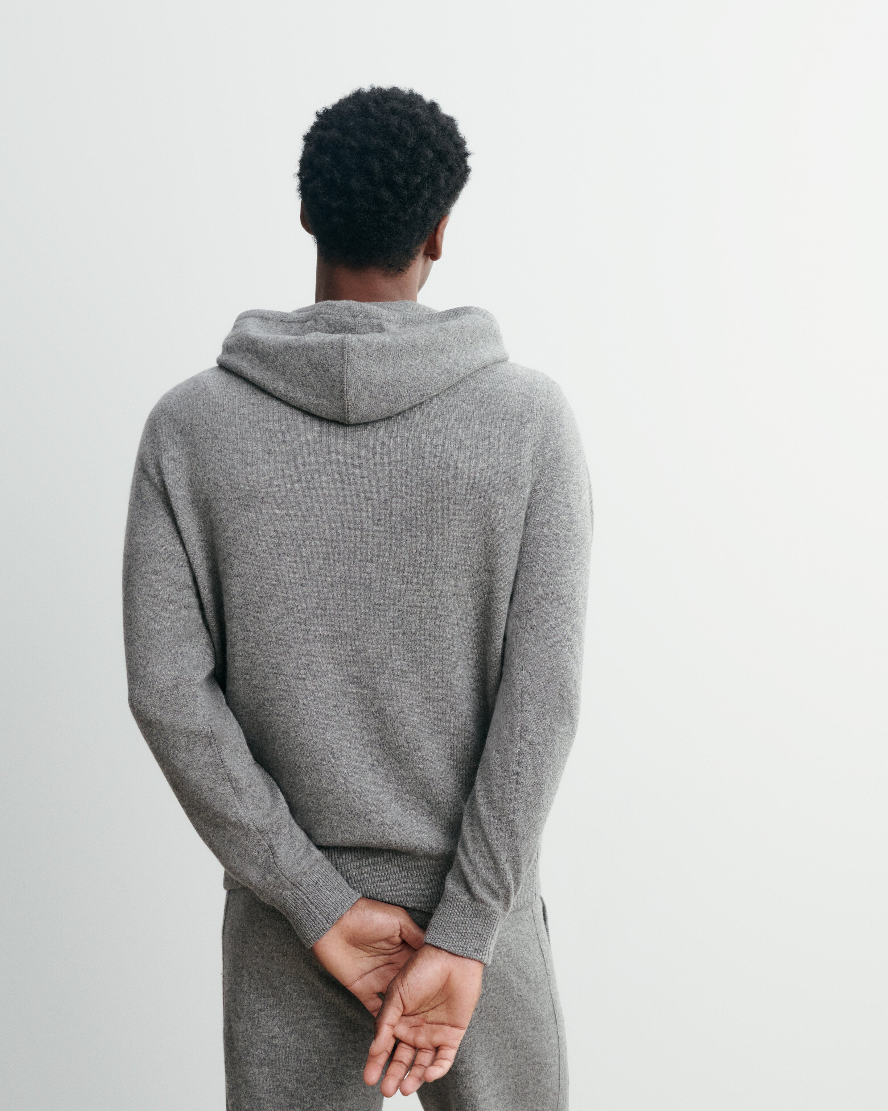 Pull à capuche-GRIS METEORITE-100% cachemire