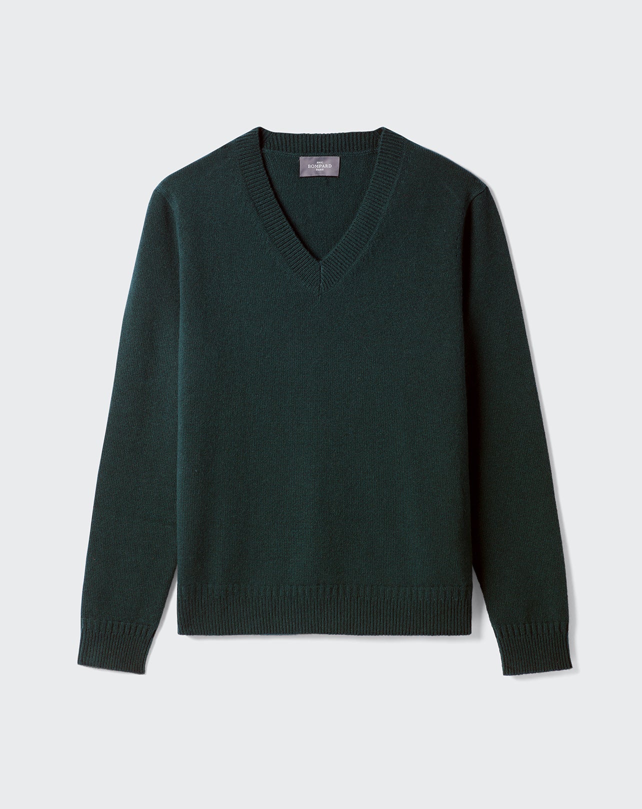 Pull V détails Guernesey-VERT ZURICH-100% CACHEMIRE