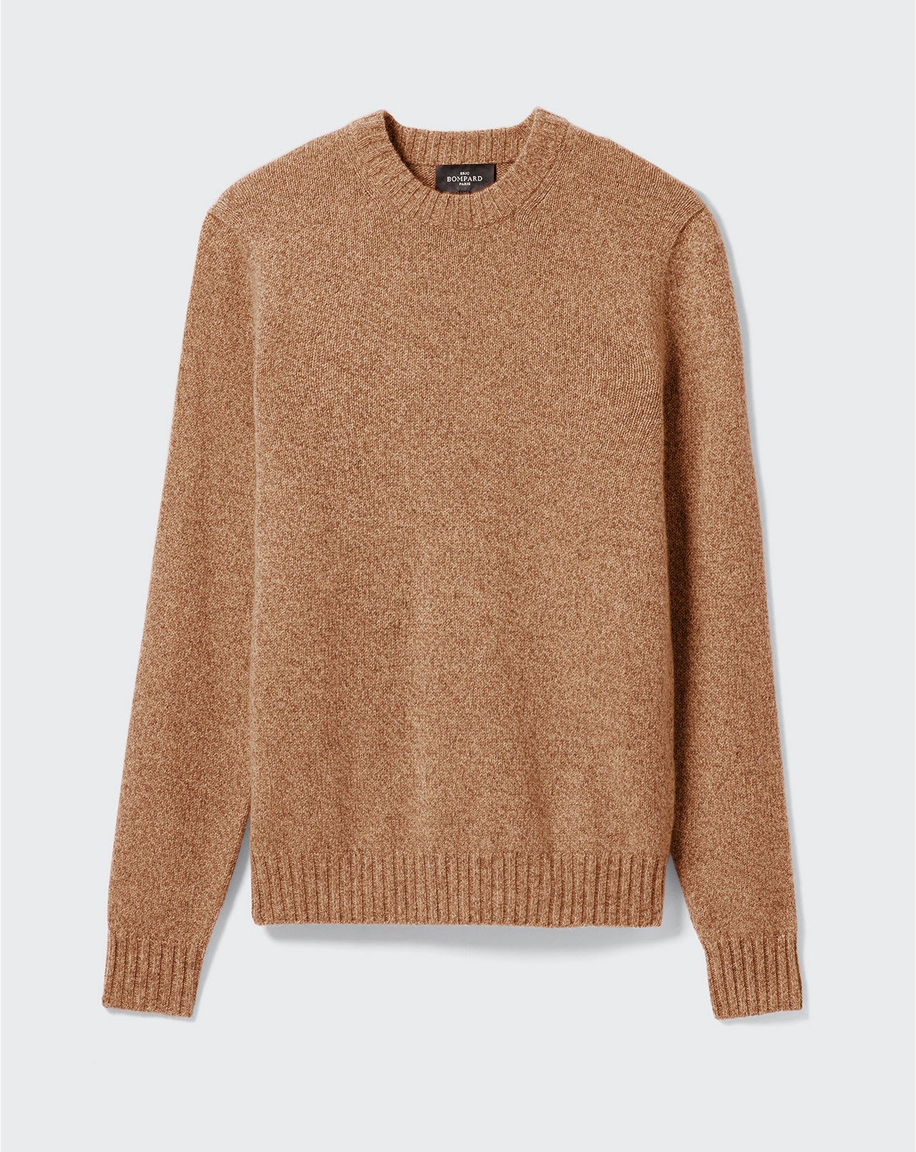 Pull col rond mouliné-CARAMEL/VICUNA-100% cachemire