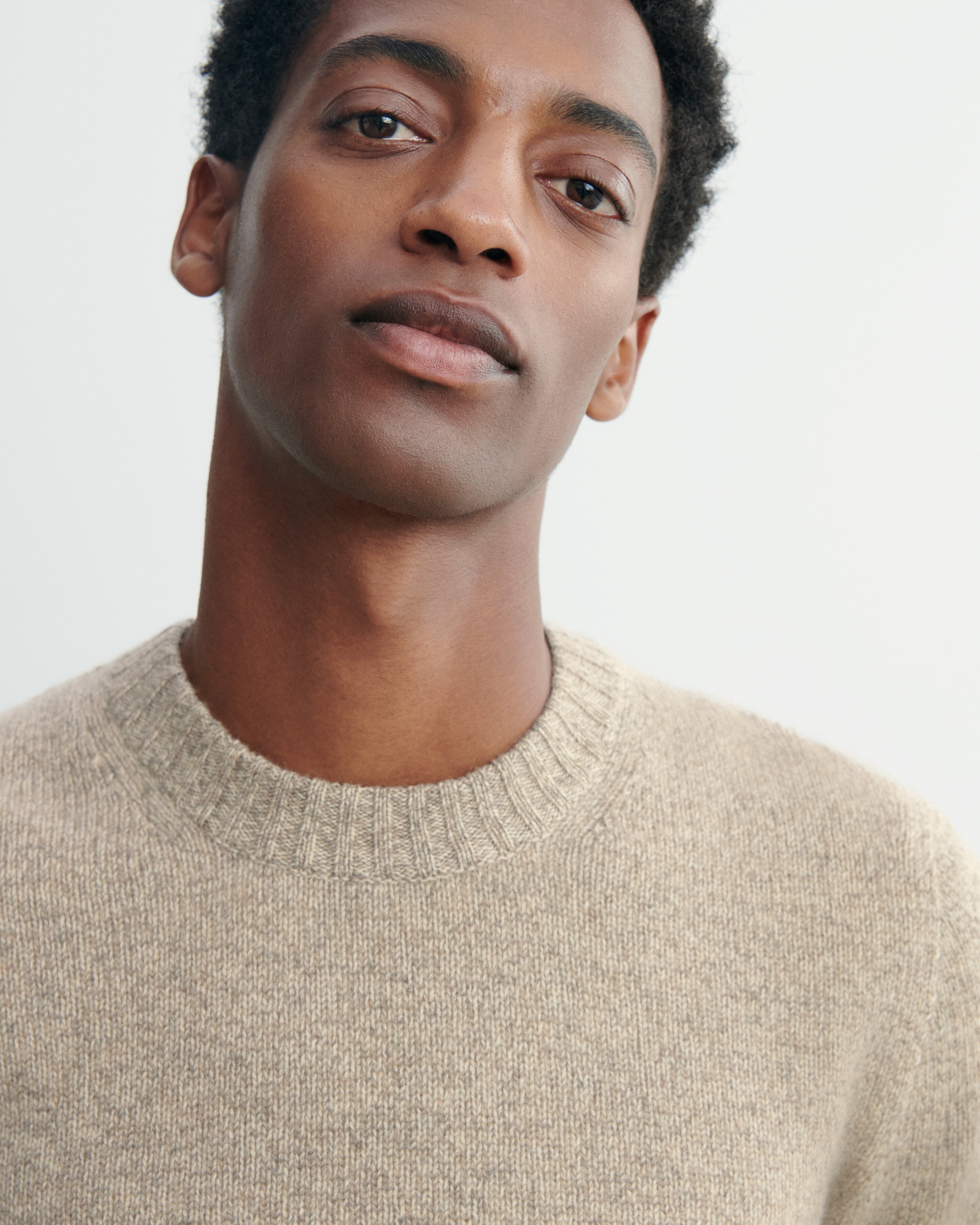 Pull col rond mouliné-AVOINE/MILLET-100% cachemire