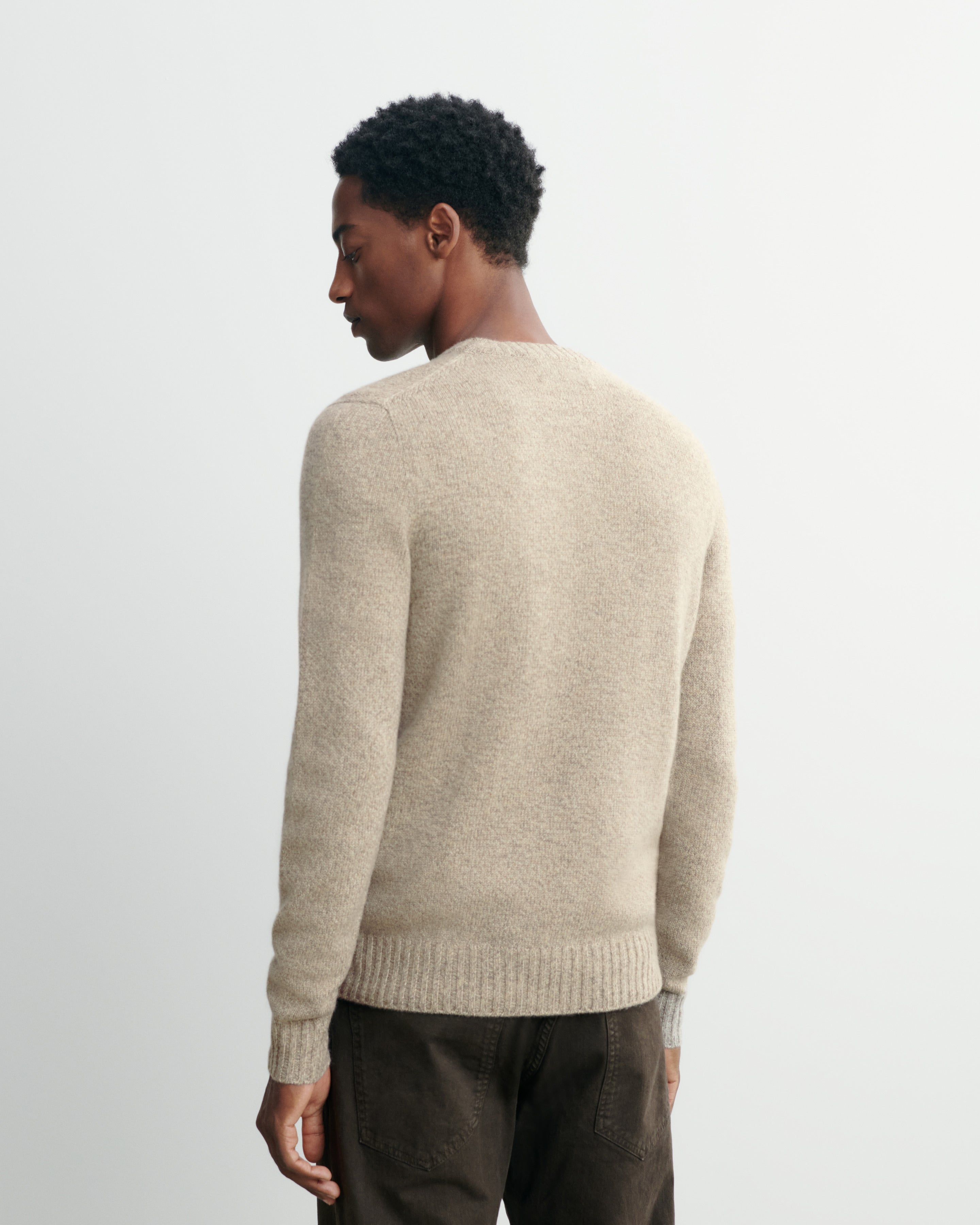 Pull col rond mouliné-AVOINE/MILLET-100% cachemire