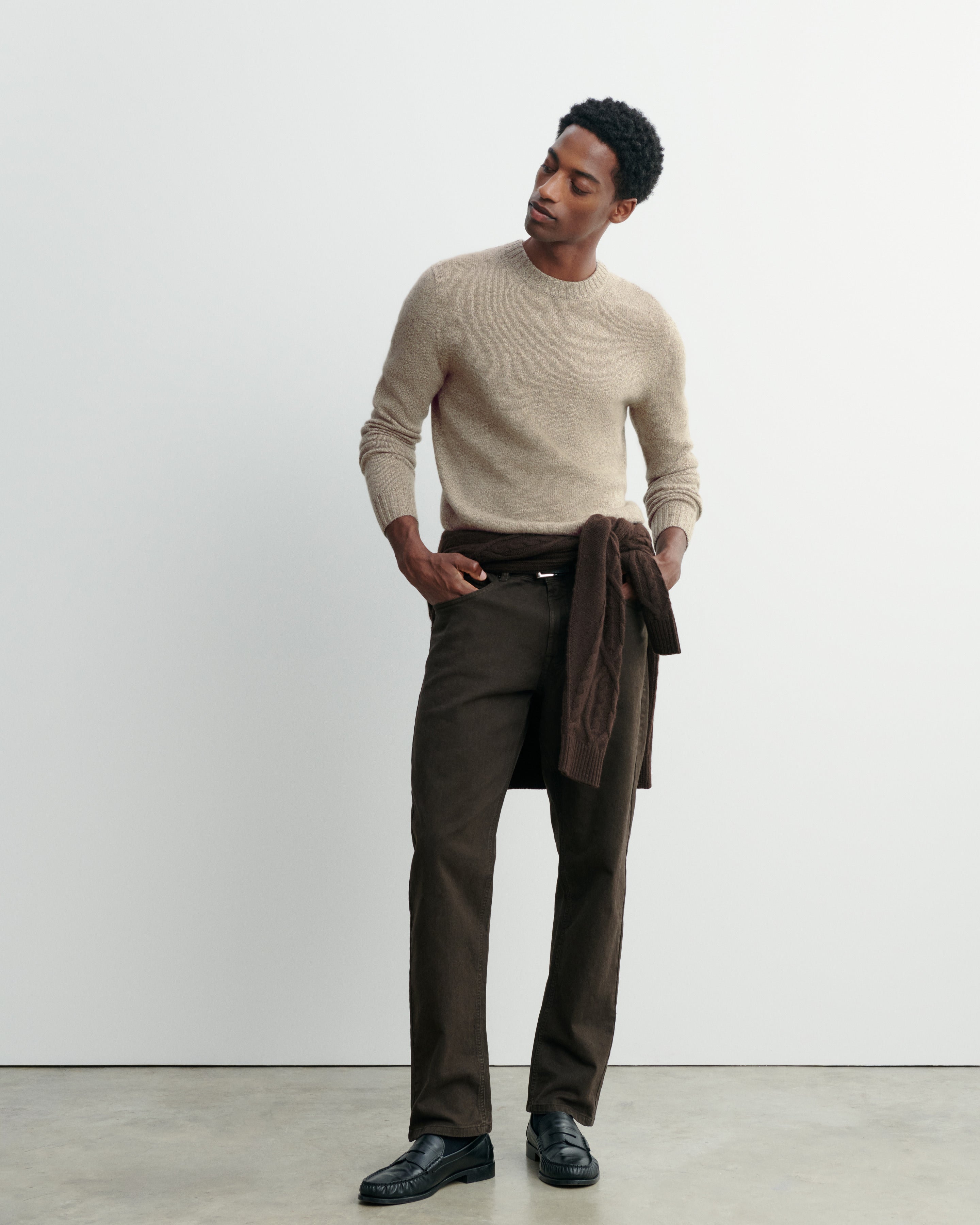 Pull col rond mouliné-AVOINE/MILLET-100% cachemire