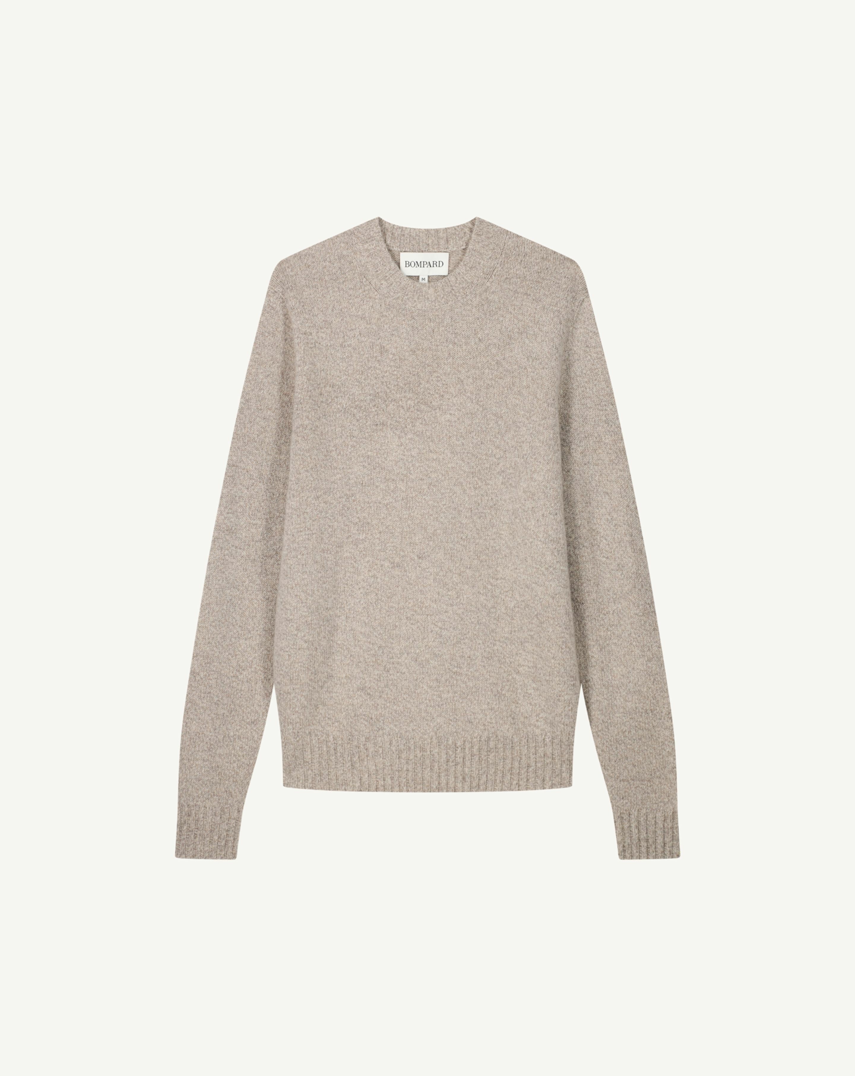 Pull col rond mouliné-AVOINE/MILLET-100% cachemire