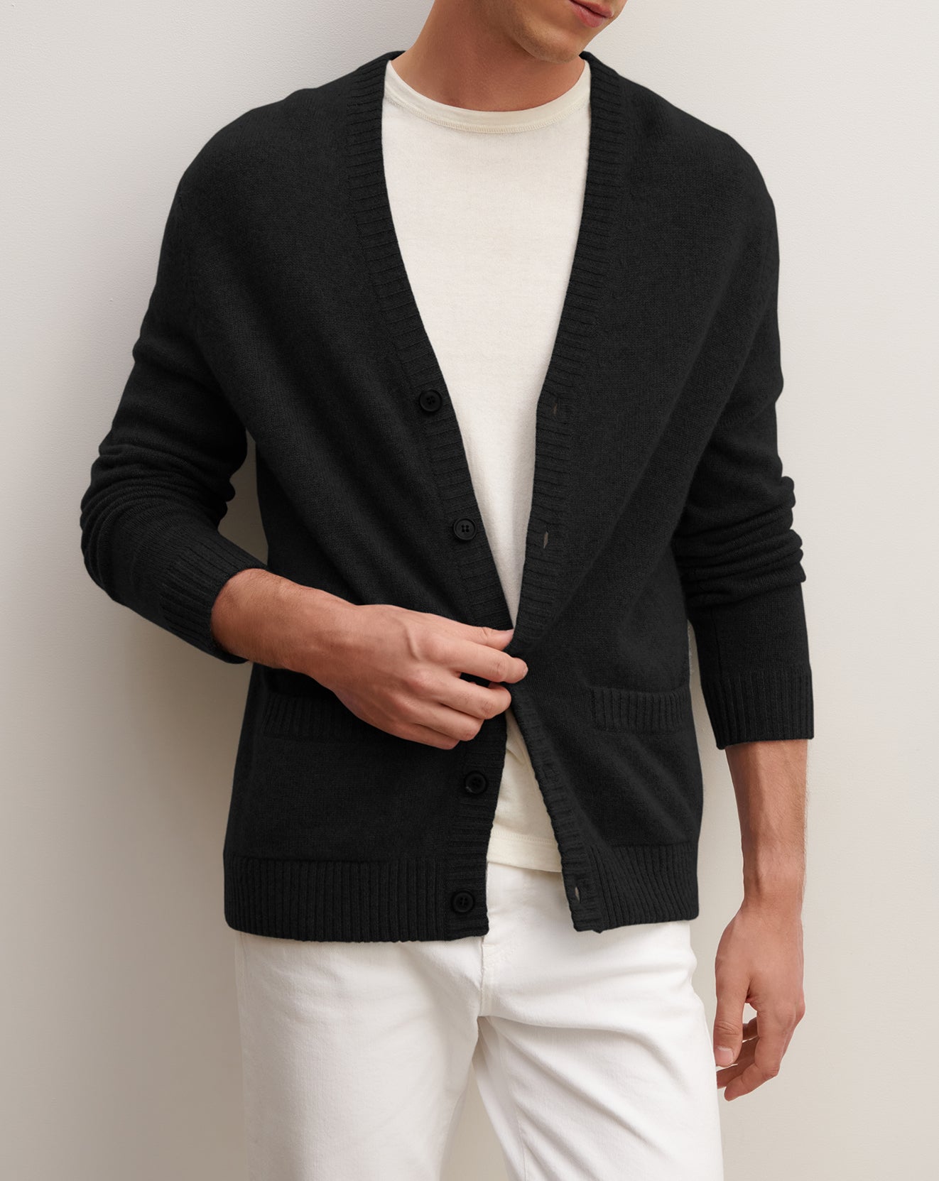 Gilet à poches-NOIR-100% cachemire