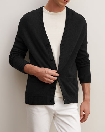 Gilet à poches-NOIR-100% cachemire