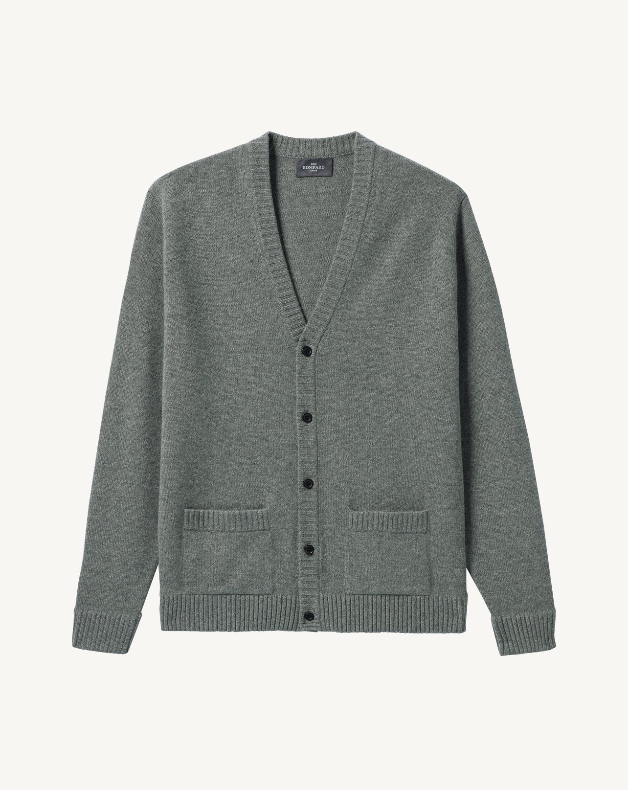 Gilet à poches-VERT RIVAGE-100% cachemire