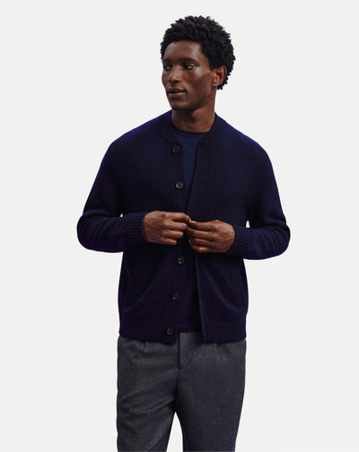 Gilet col teddy Lucas-MARINE-100% cachemire