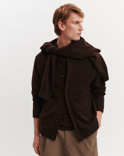 Gilet col teddy Lucas-CHOCOLAT-100% cachemire