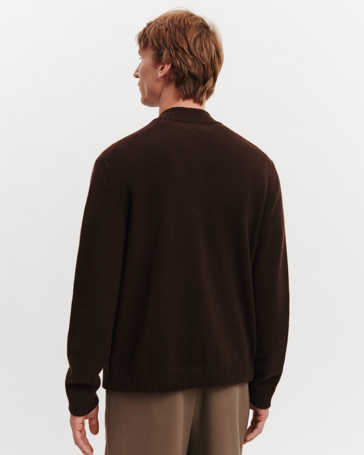 Gilet col teddy Lucas-CHOCOLAT-100% cachemire
