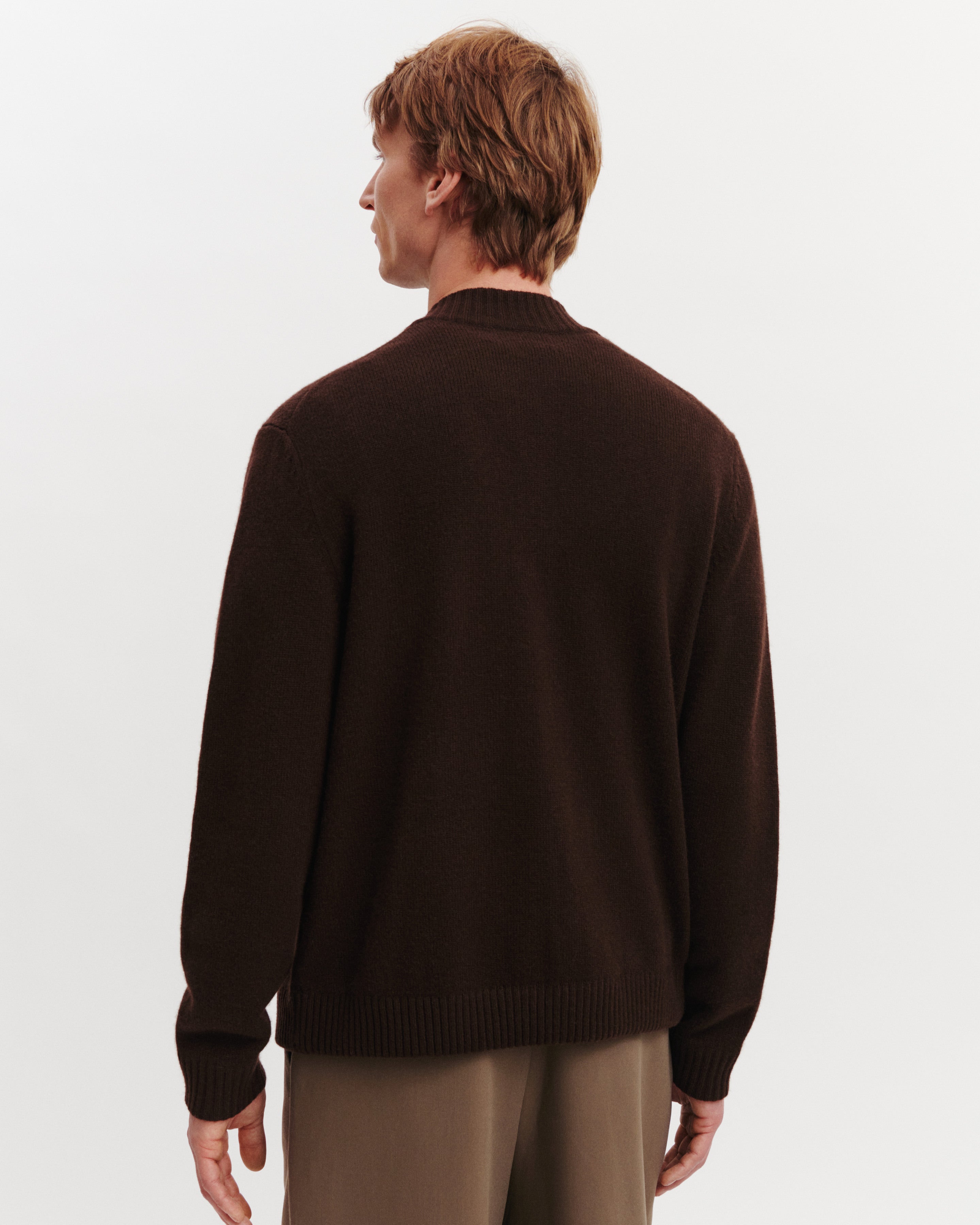 Gilet col teddy Lucas-CHOCOLAT-100% cachemire