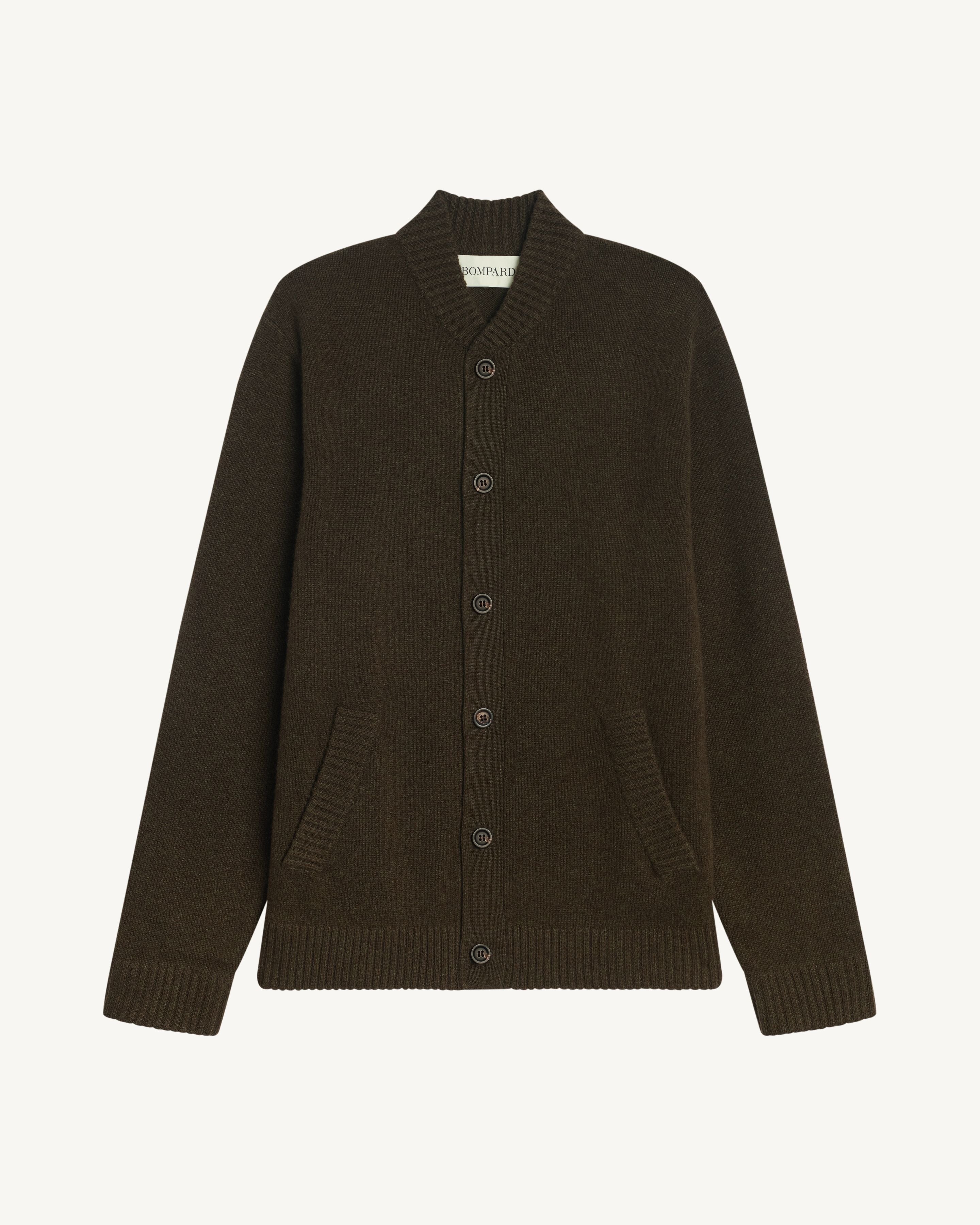 Gilet col teddy Lucas-CHOCOLAT-100% cachemire