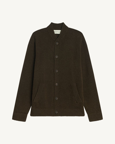 Gilet col teddy Lucas-CHOCOLAT-100% cachemire