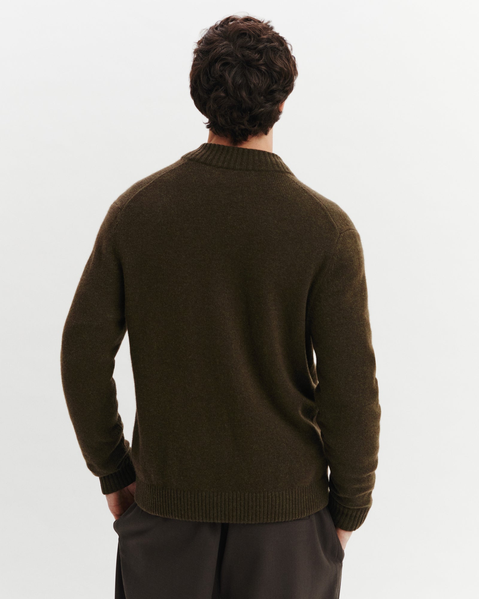 Gilet col teddy Lucas-KAKI KOMBU-100% cachemire