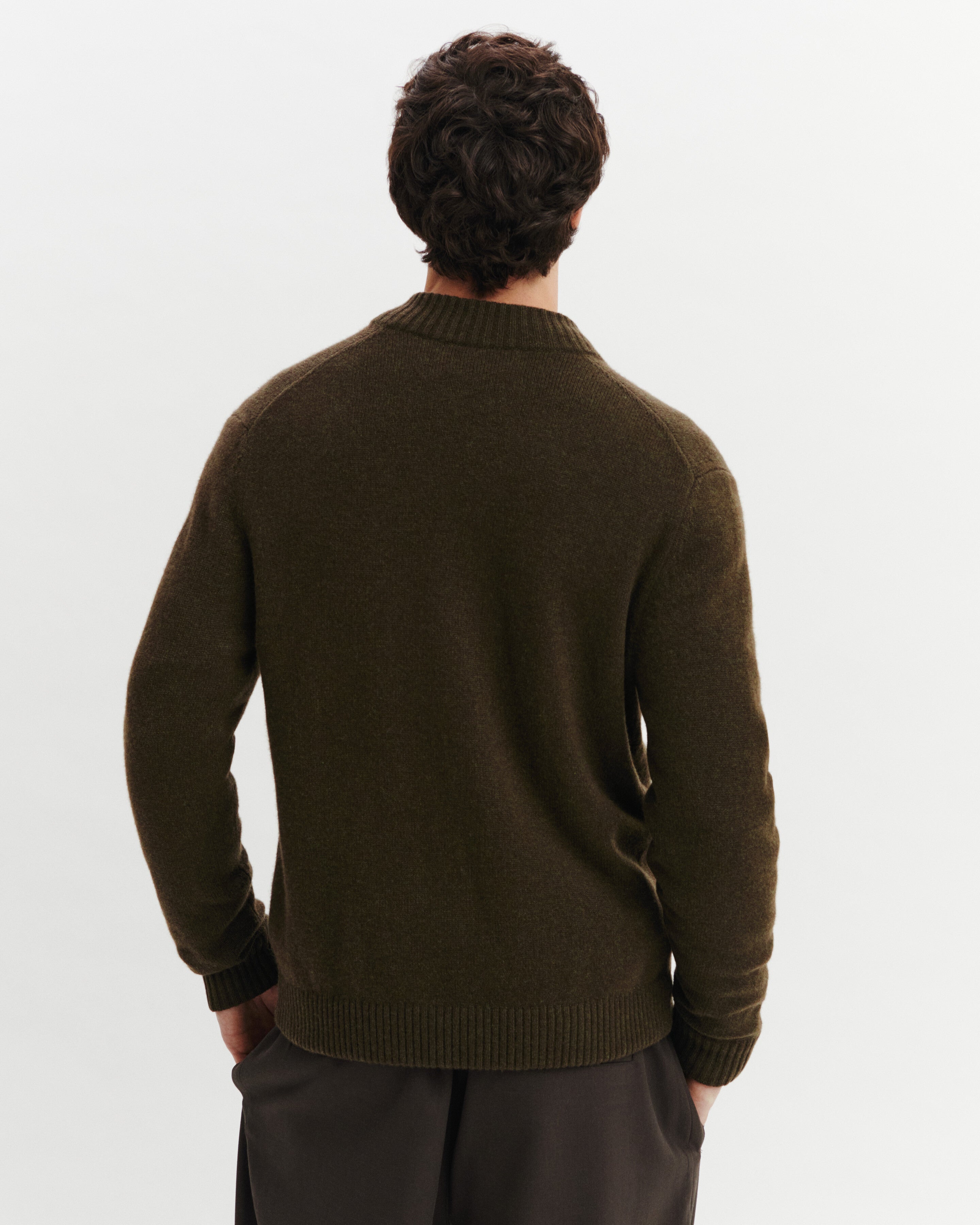 Gilet col teddy Lucas-KAKI KOMBU-100% cachemire