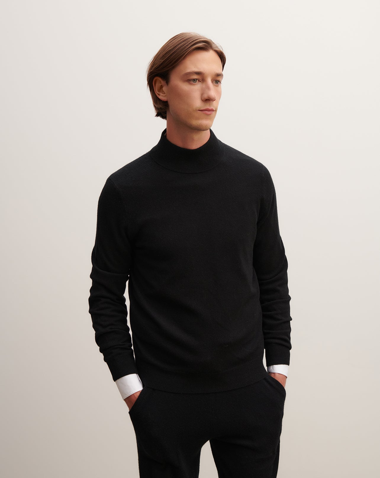 Pull col montant-NOIR-100% CACHEMIRE