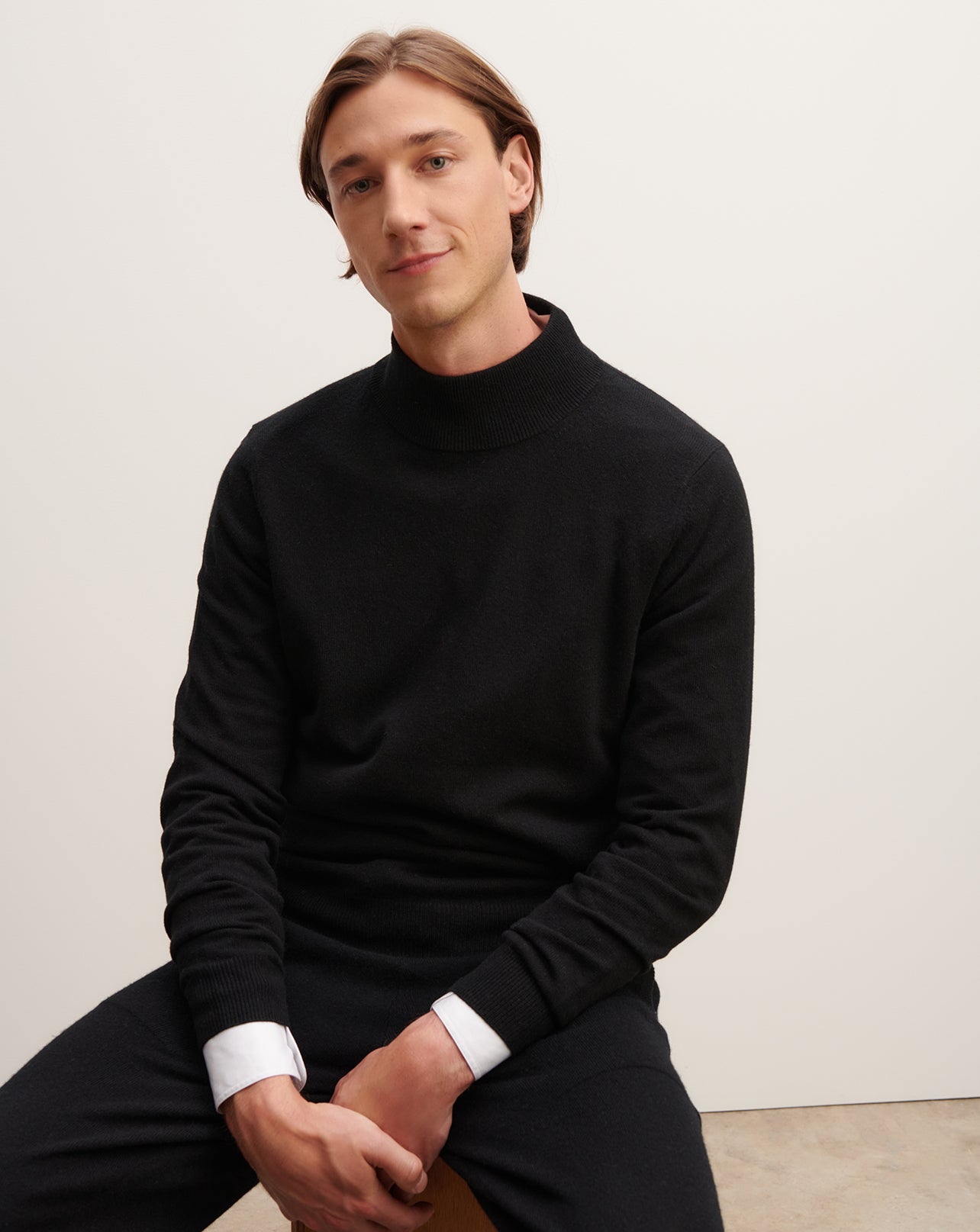 Pull col montant-NOIR-100% CACHEMIRE