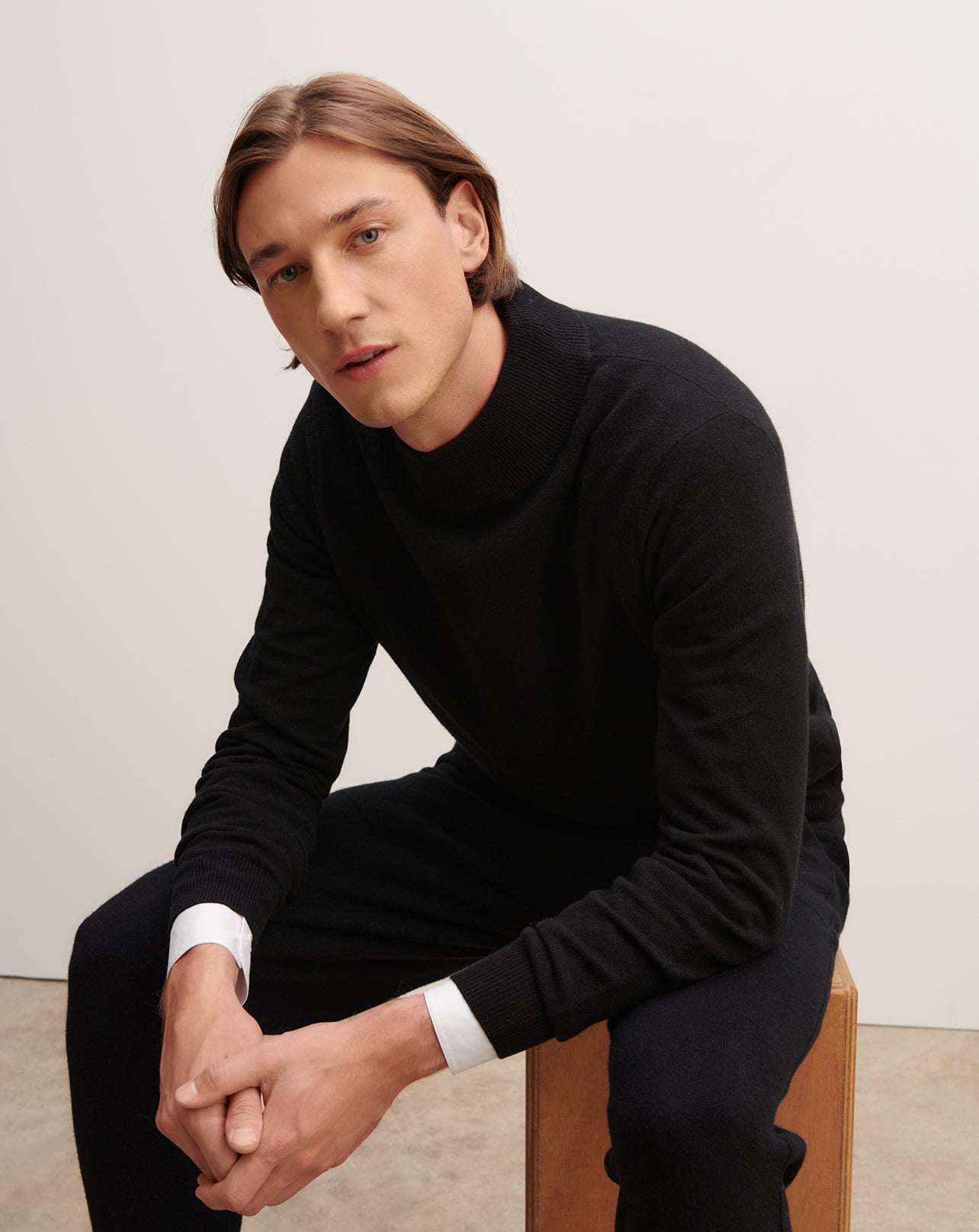 Pull col montant-NOIR-100% CACHEMIRE