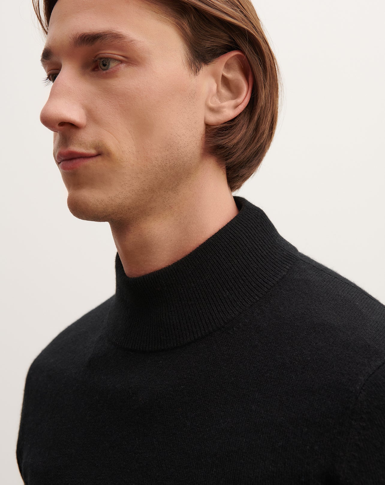 Pull col montant-NOIR-100% CACHEMIRE