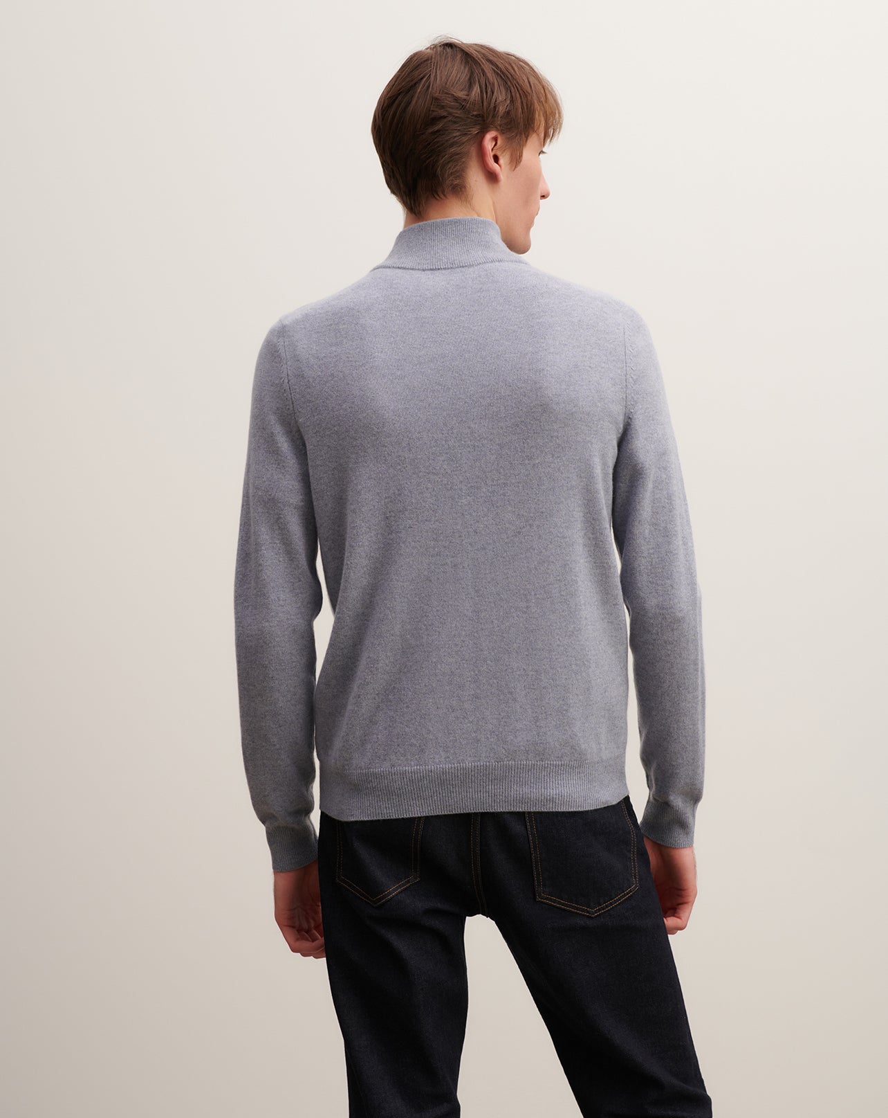 Pull col montant-BLEU MONTAGNE-100% cachemire