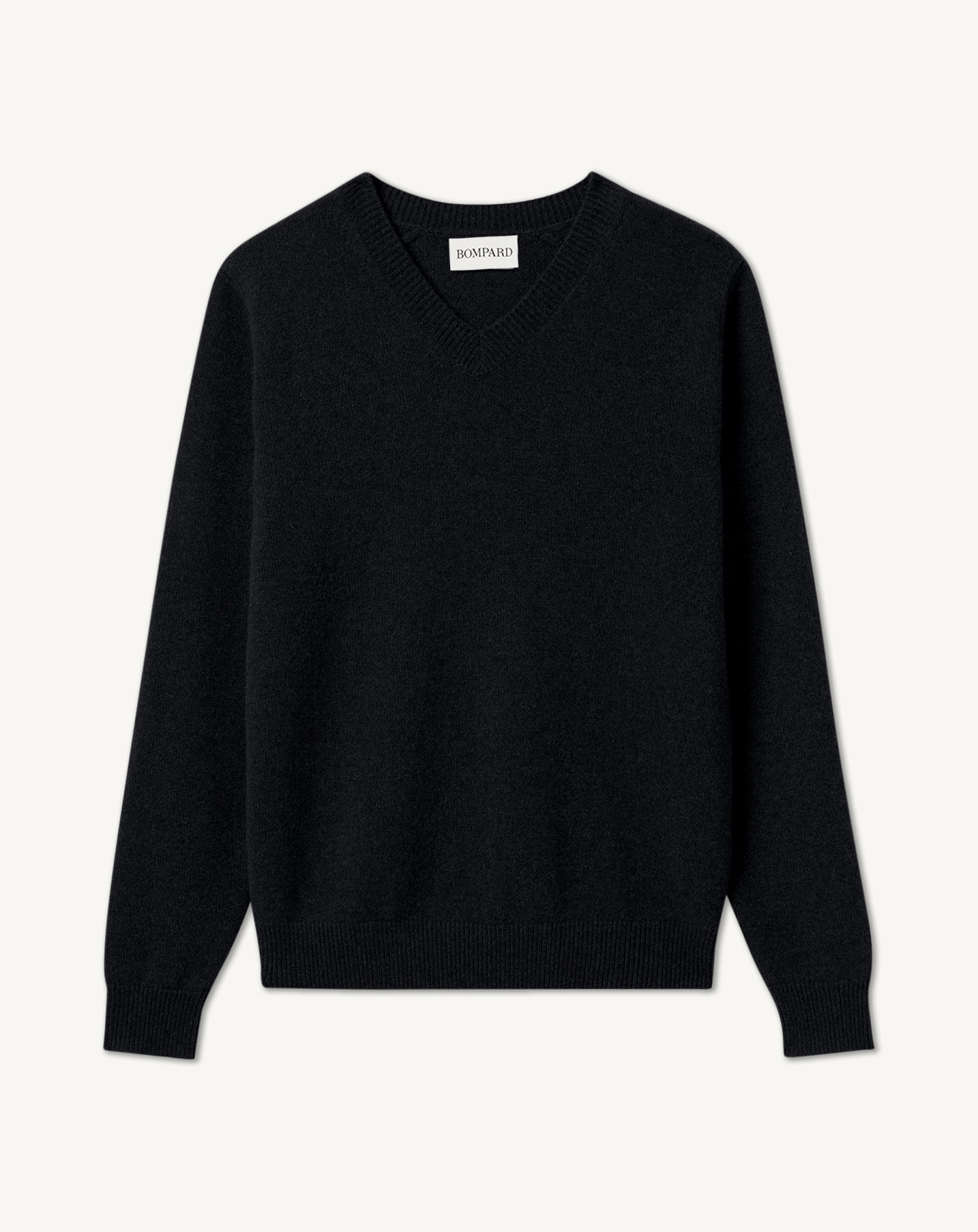 Pull V droit-NOIR-100% CACHEMIRE