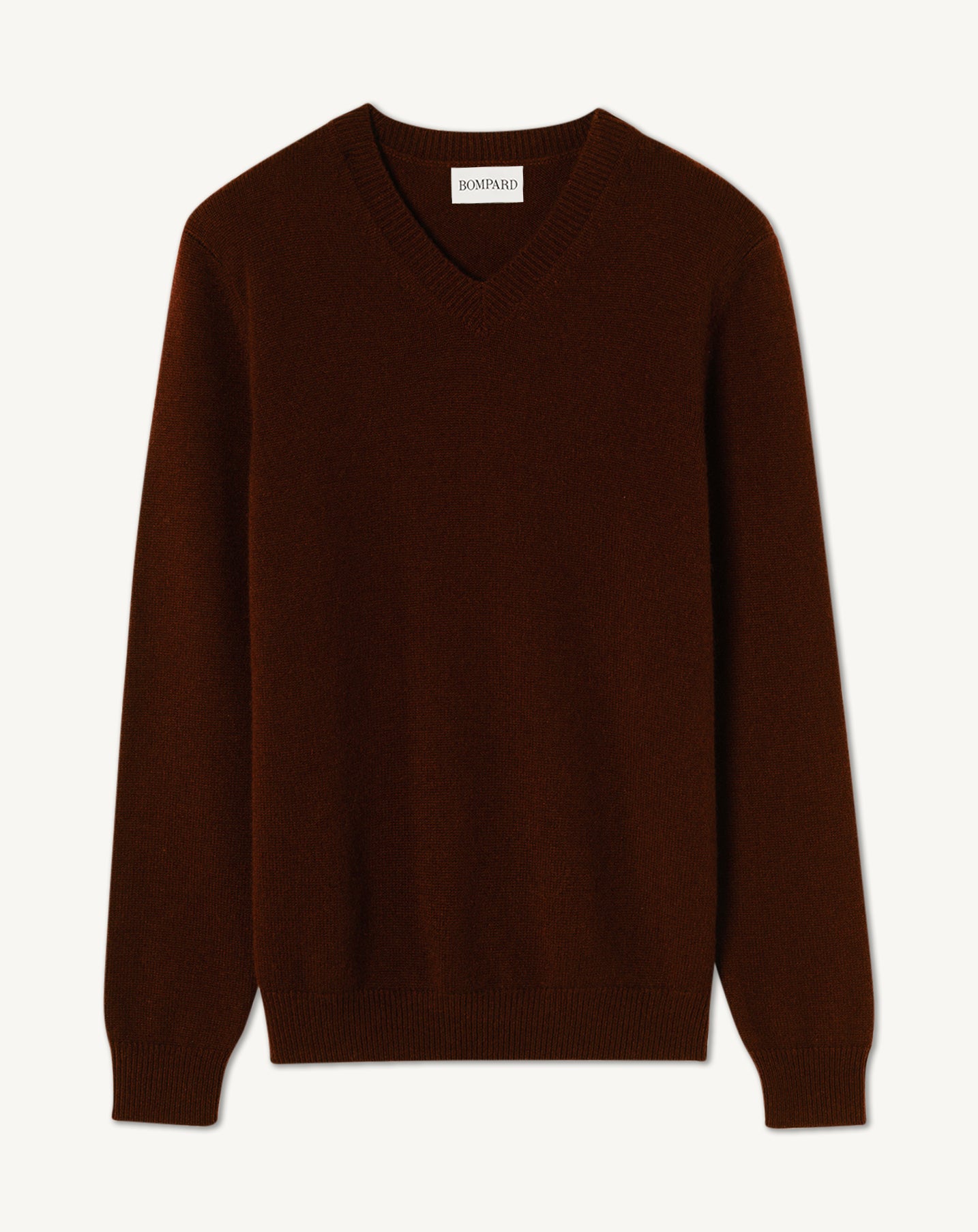 Pull col V-CHOCOLAT-100% cachemire