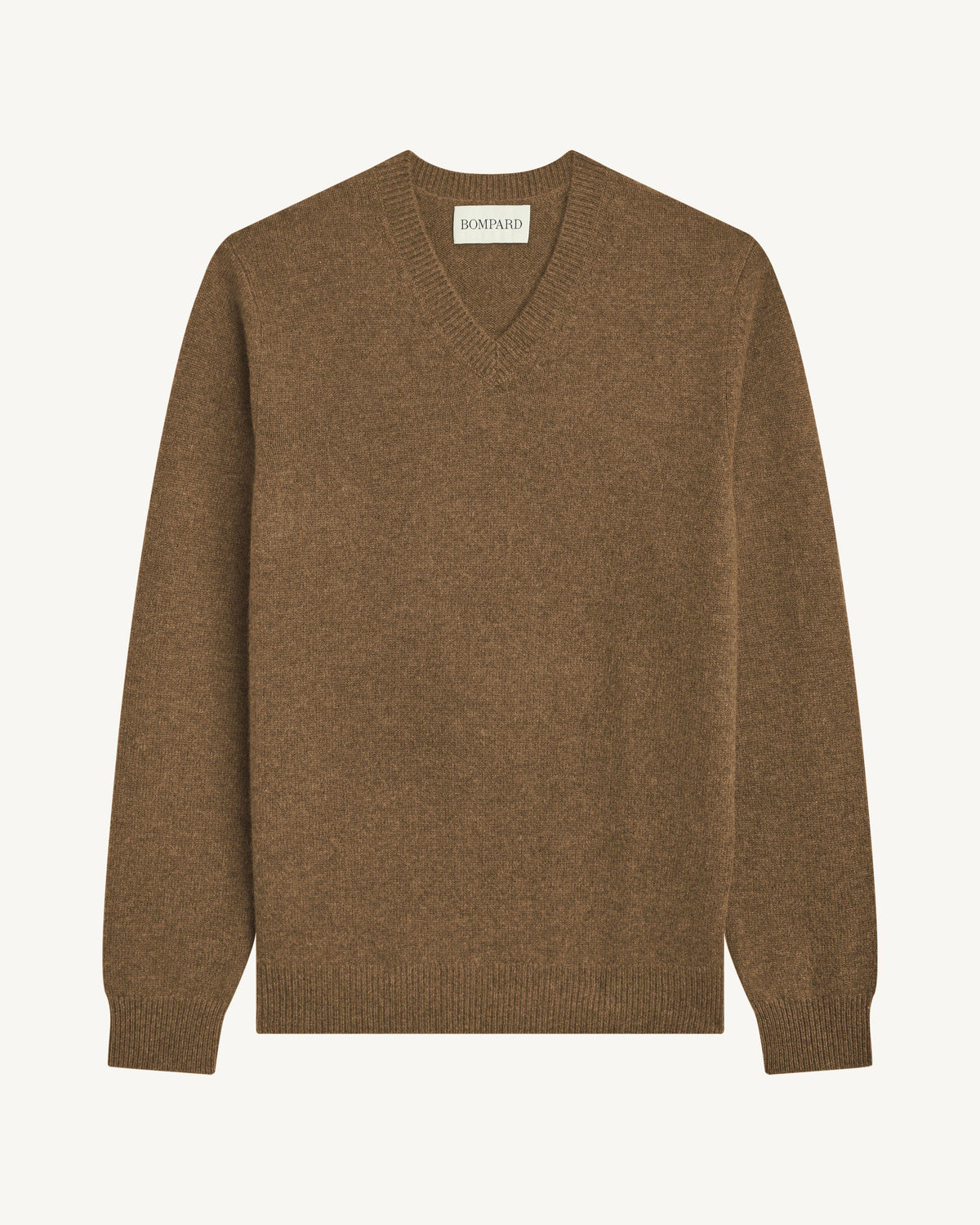 Pull col V-NOISETTE-100% cachemire