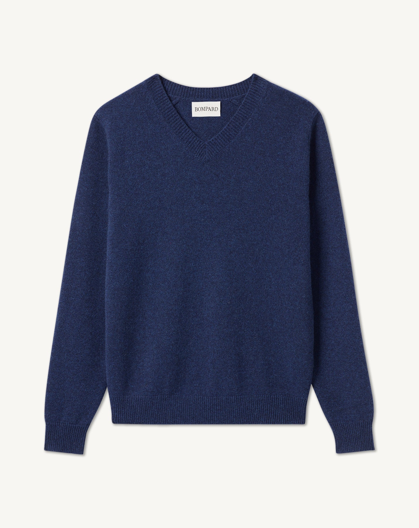 Pull V droit-BLEU NOCTURNE-100% CACHEMIRE