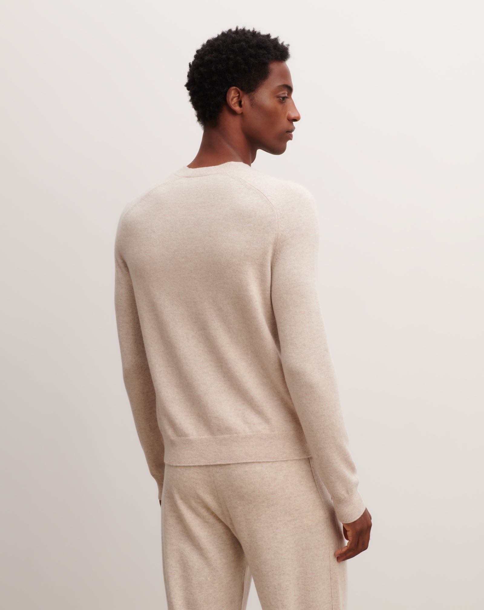 Pull col rond manches marteau-TOURTERELLE-100% cachemire