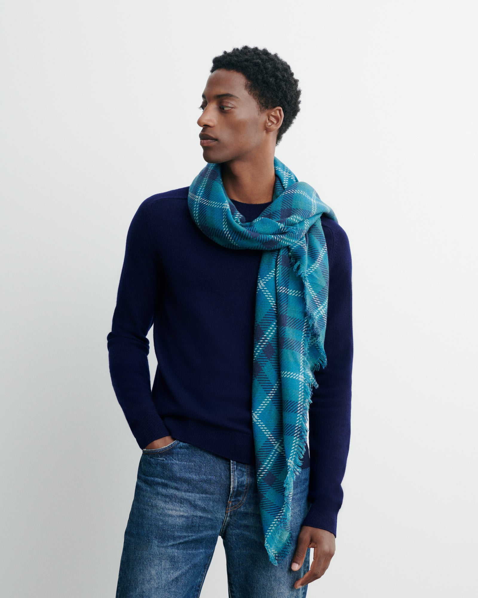Pull col rond manches marteau-MARINE-100% cachemire