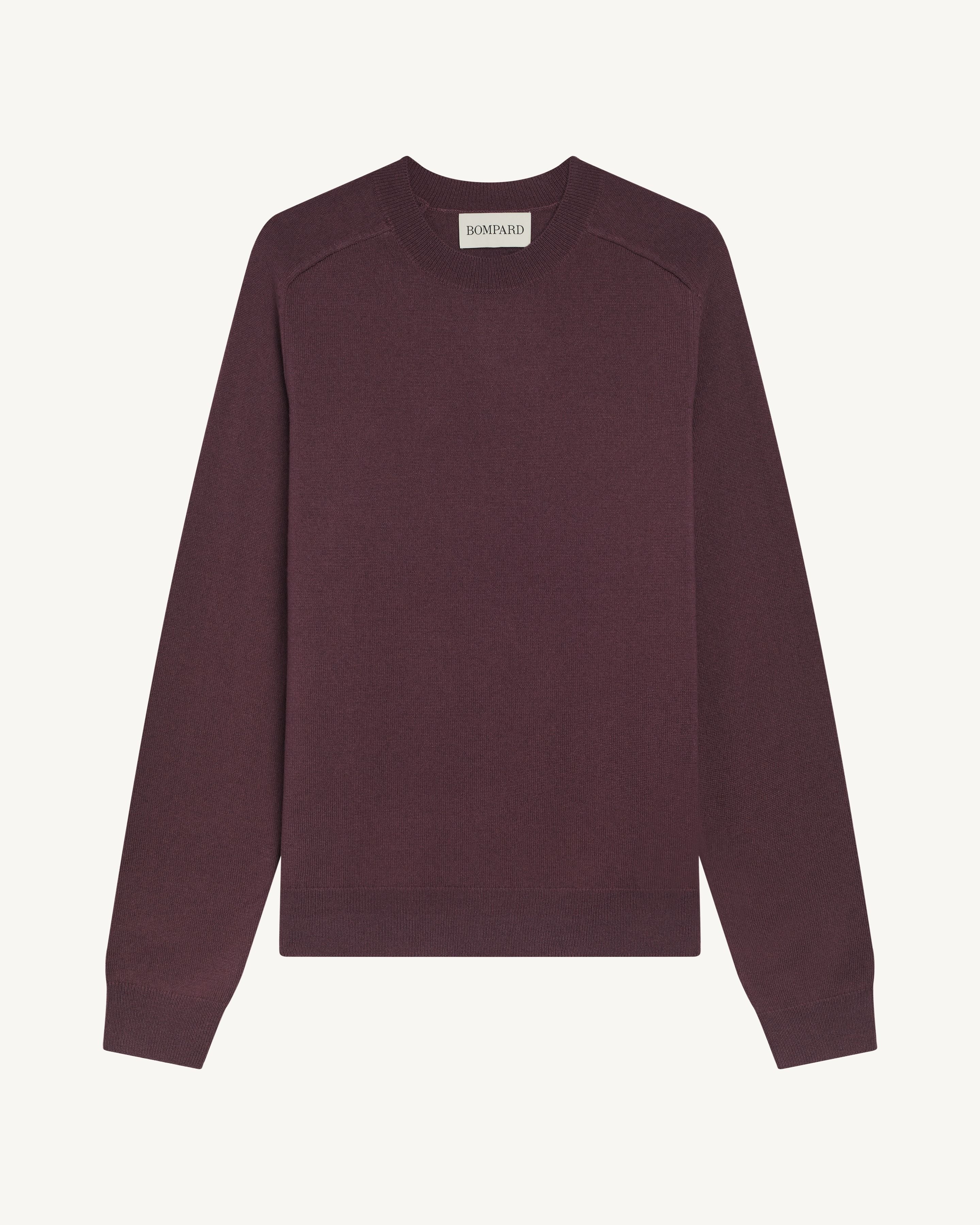 Pull col rond manches marteau-GRENAT-100% cachemire