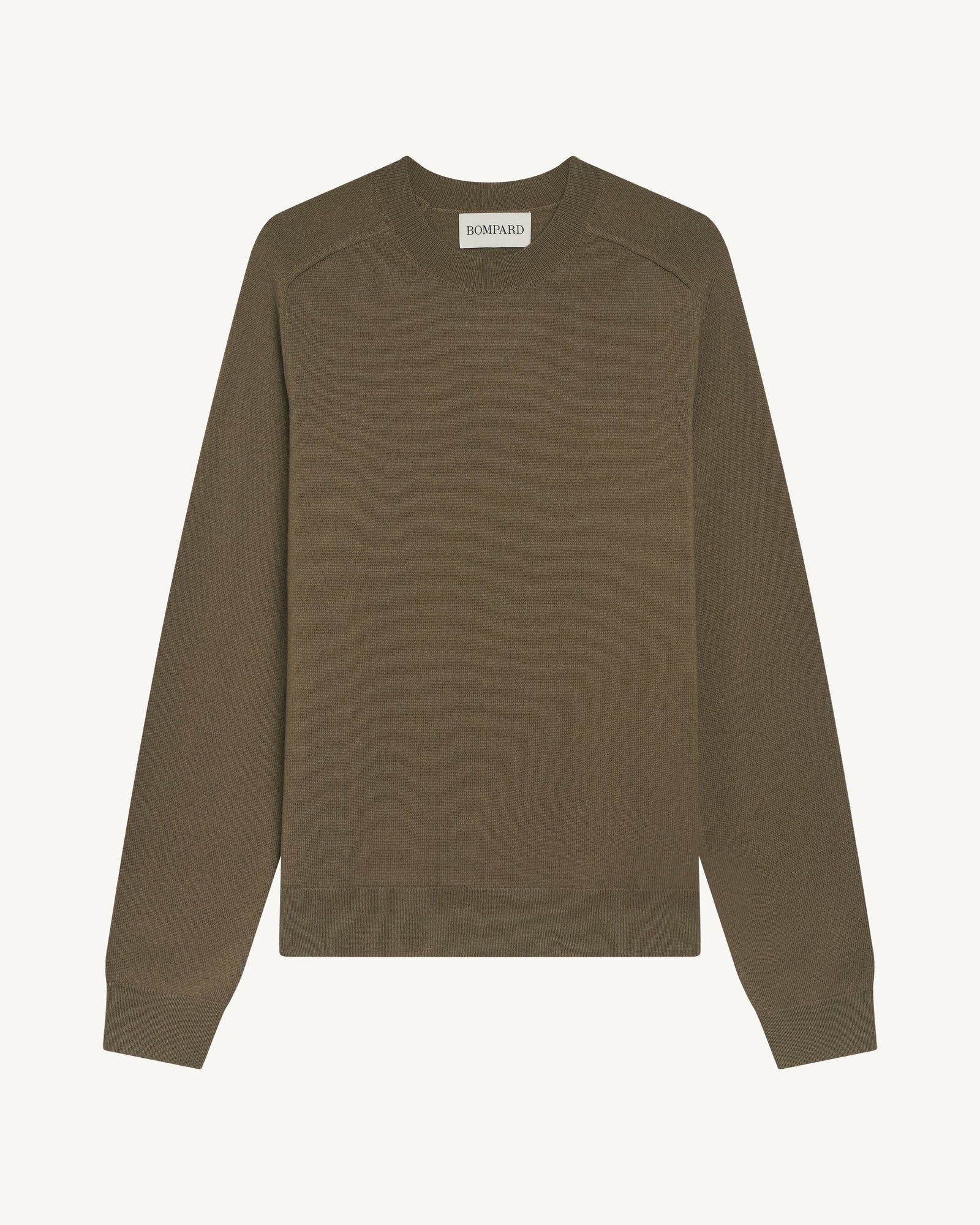 Pull col rond manches marteau-ARGILE-100% cachemire