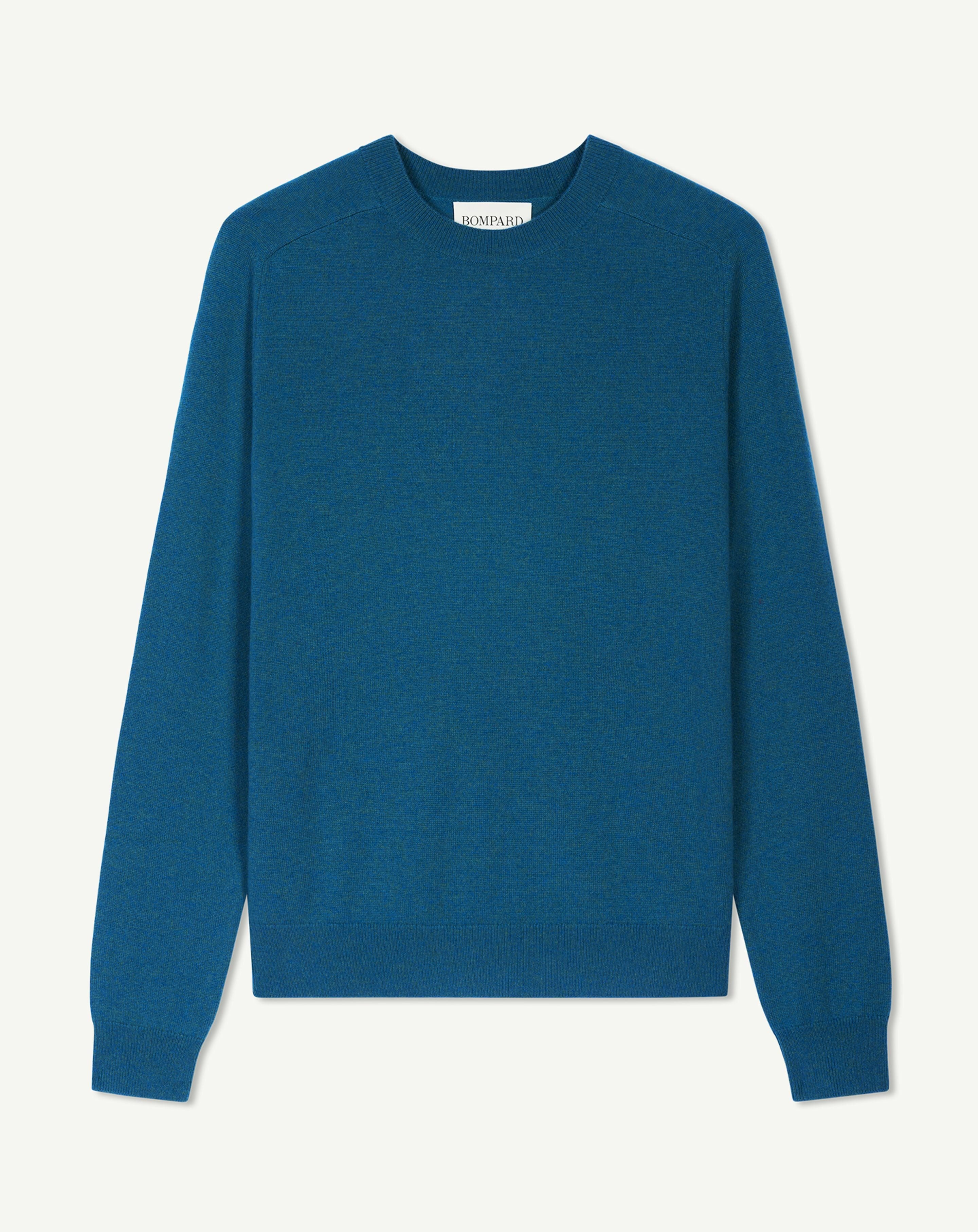 Pull col rond manches marteau-BLEU PETROLE-100% cachemire