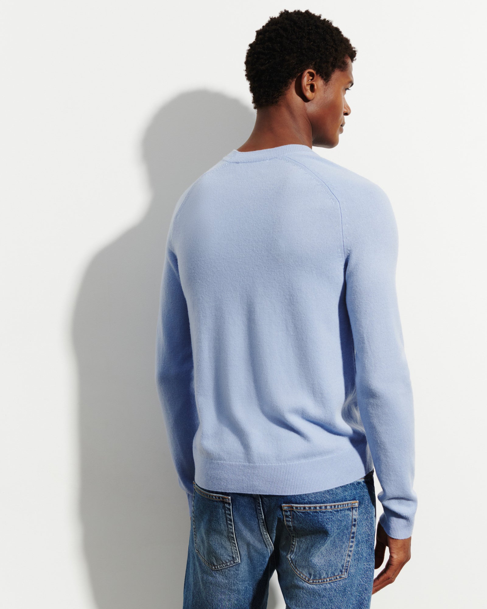 Pull col rond manches marteau-BLEU AGATE-100% cachemire