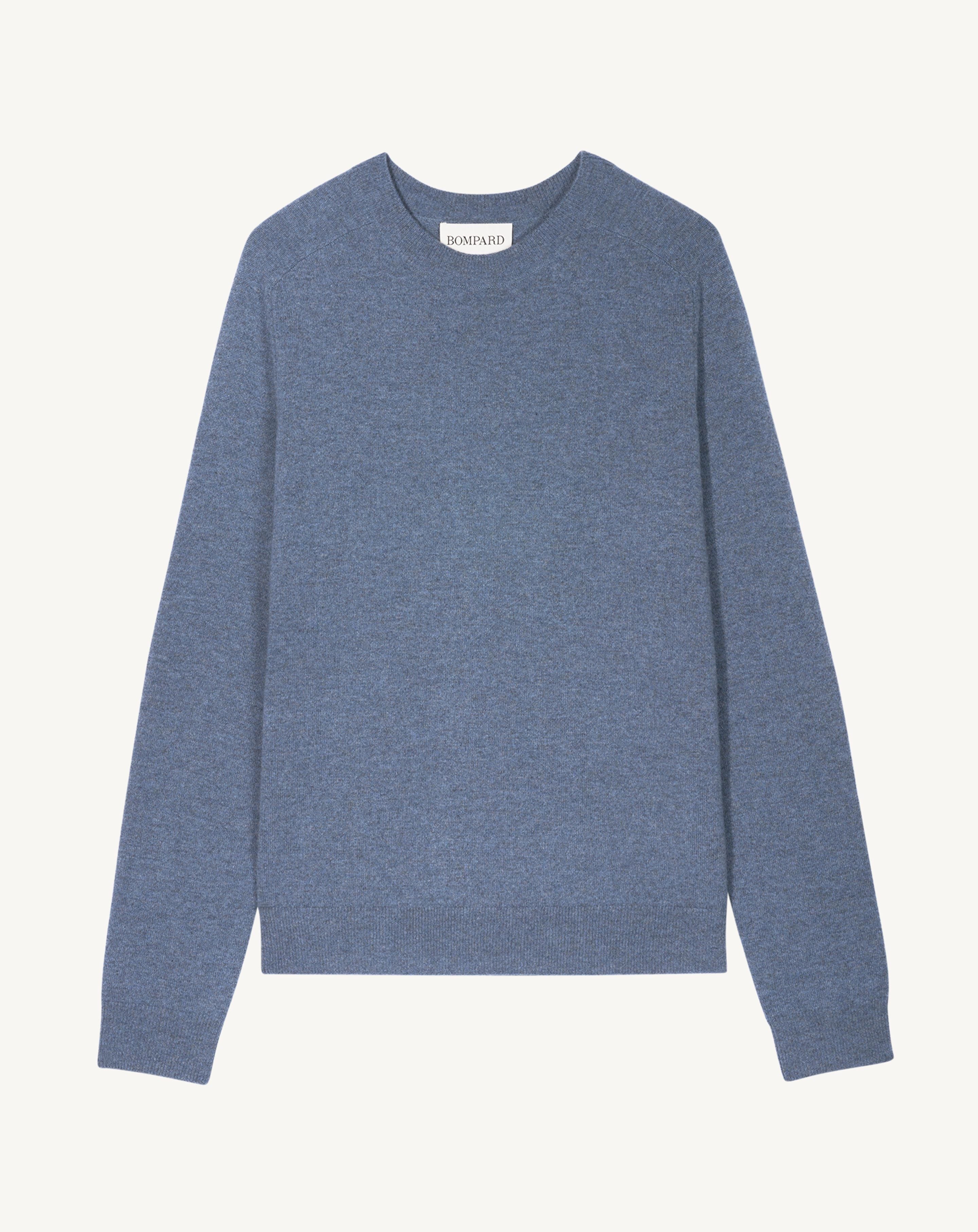 Pull col rond manches marteau-BLEU AVERSE-100% cachemire