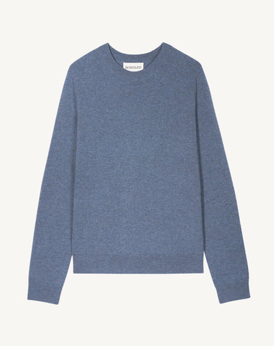 Pull col rond manches marteau-BLEU AVERSE-100% cachemire