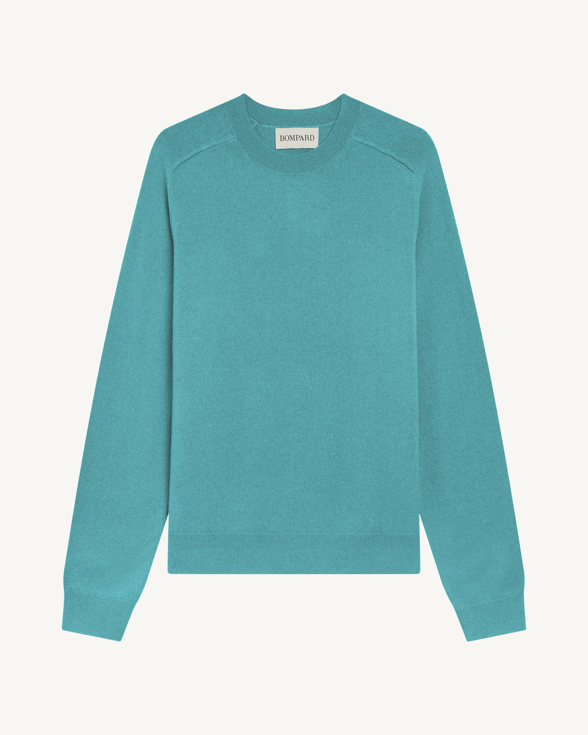 Pull col rond manches marteau-CYAN-100% cachemire