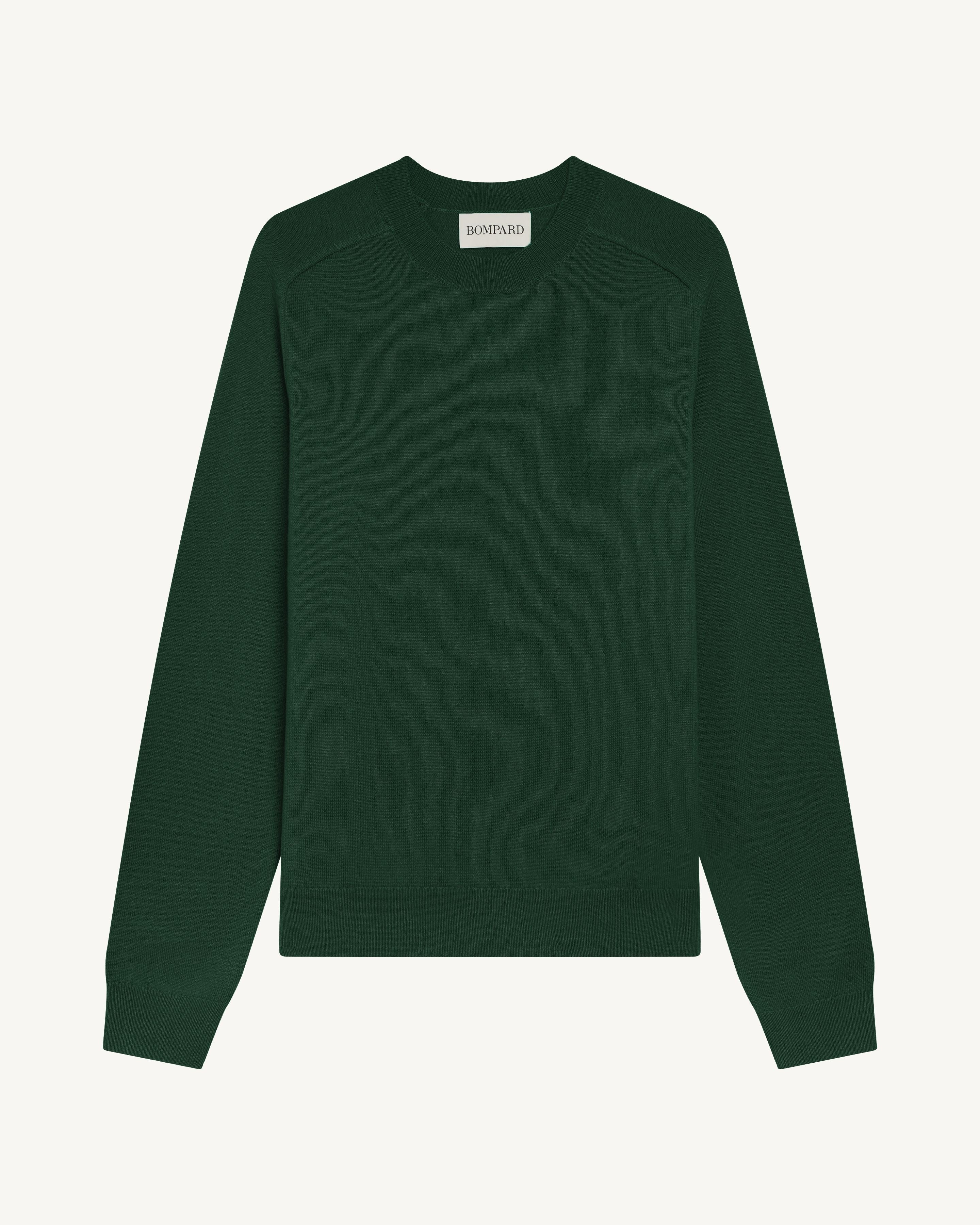 Pull col rond manches marteau-VERT SAPHIR-100% cachemire