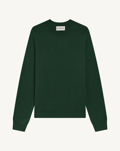 Pull col rond manches marteau-VERT SAPHIR-100% cachemire
