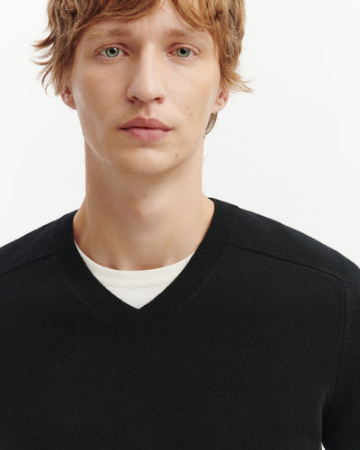 Pull V manches marteau-NOIR-100% cachemire
