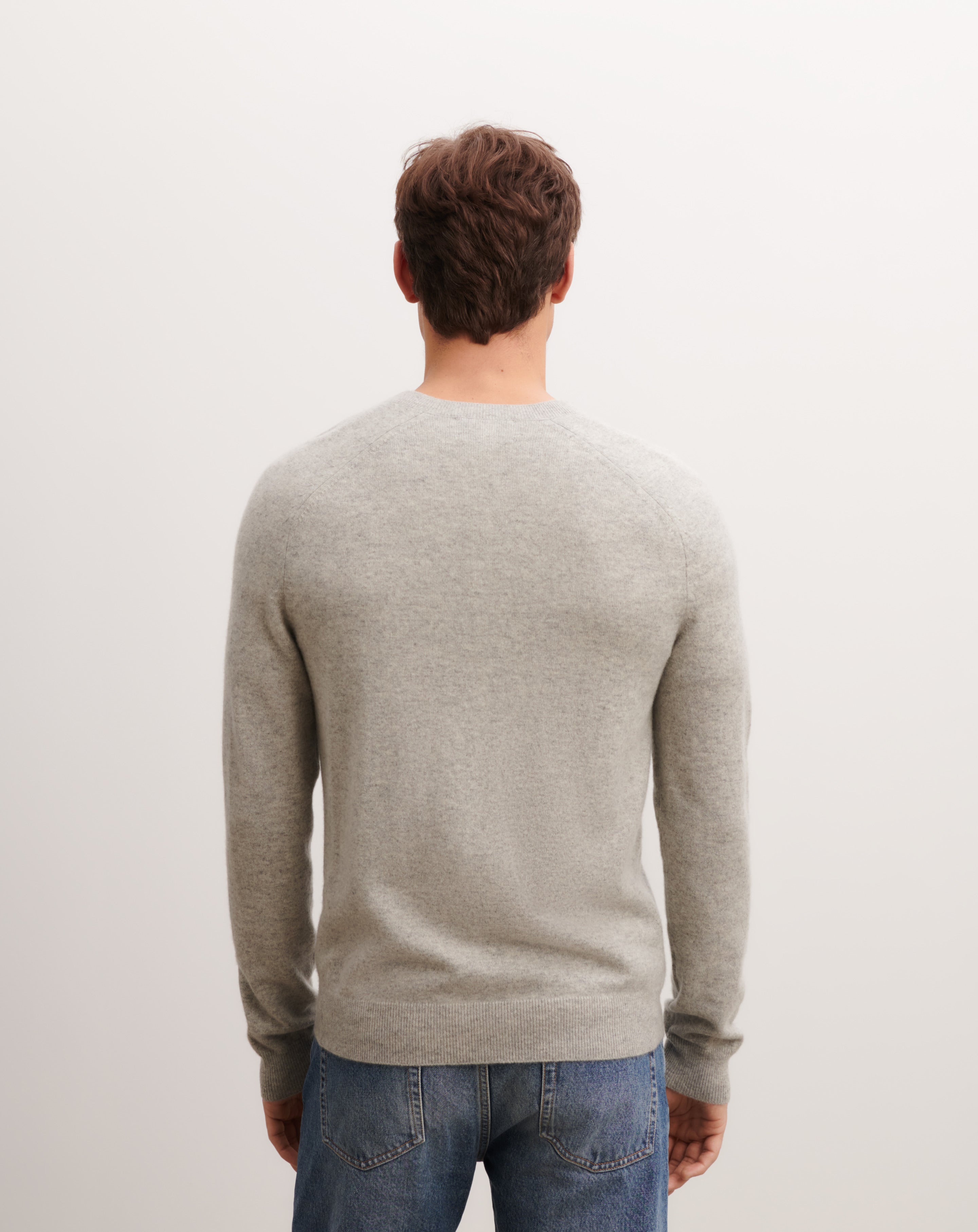 Pull V manches marteau-GRIS ARGENTE-100% cachemire