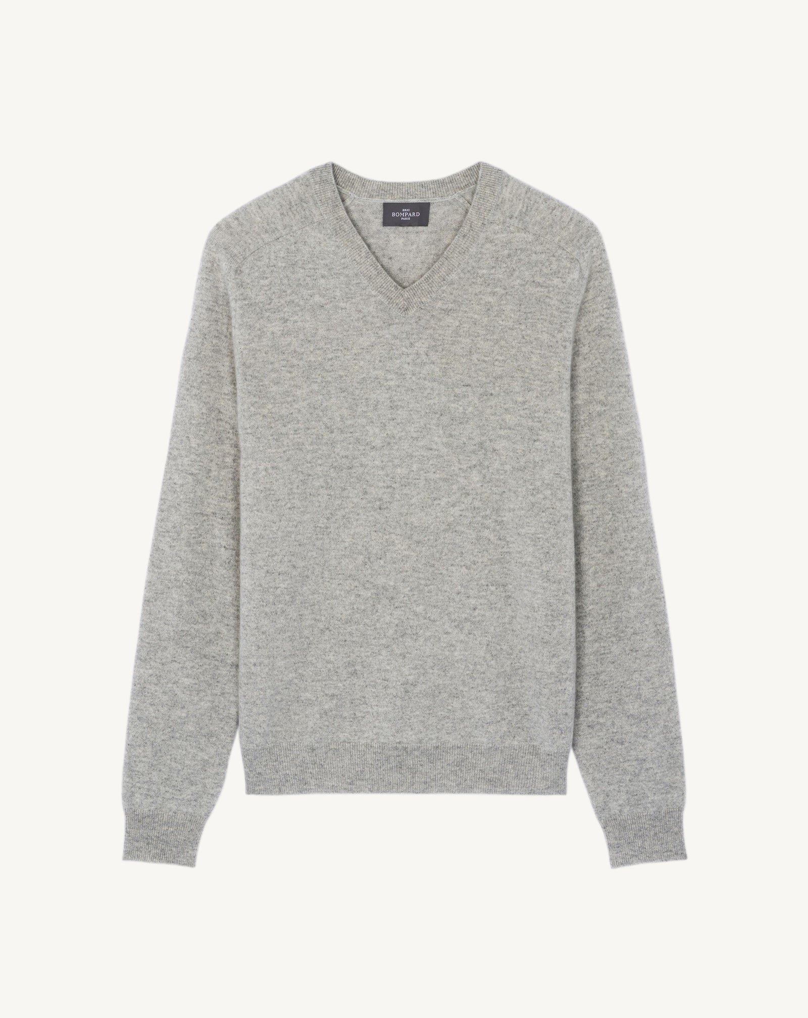 Pull V manches marteau-GRIS ARGENTE-100% cachemire